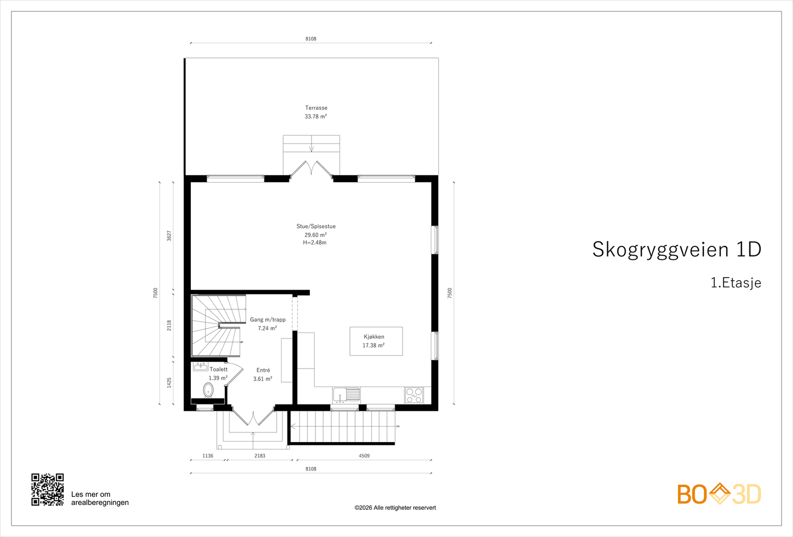 Dagens planløsning av 1. etasje. Galleribilde