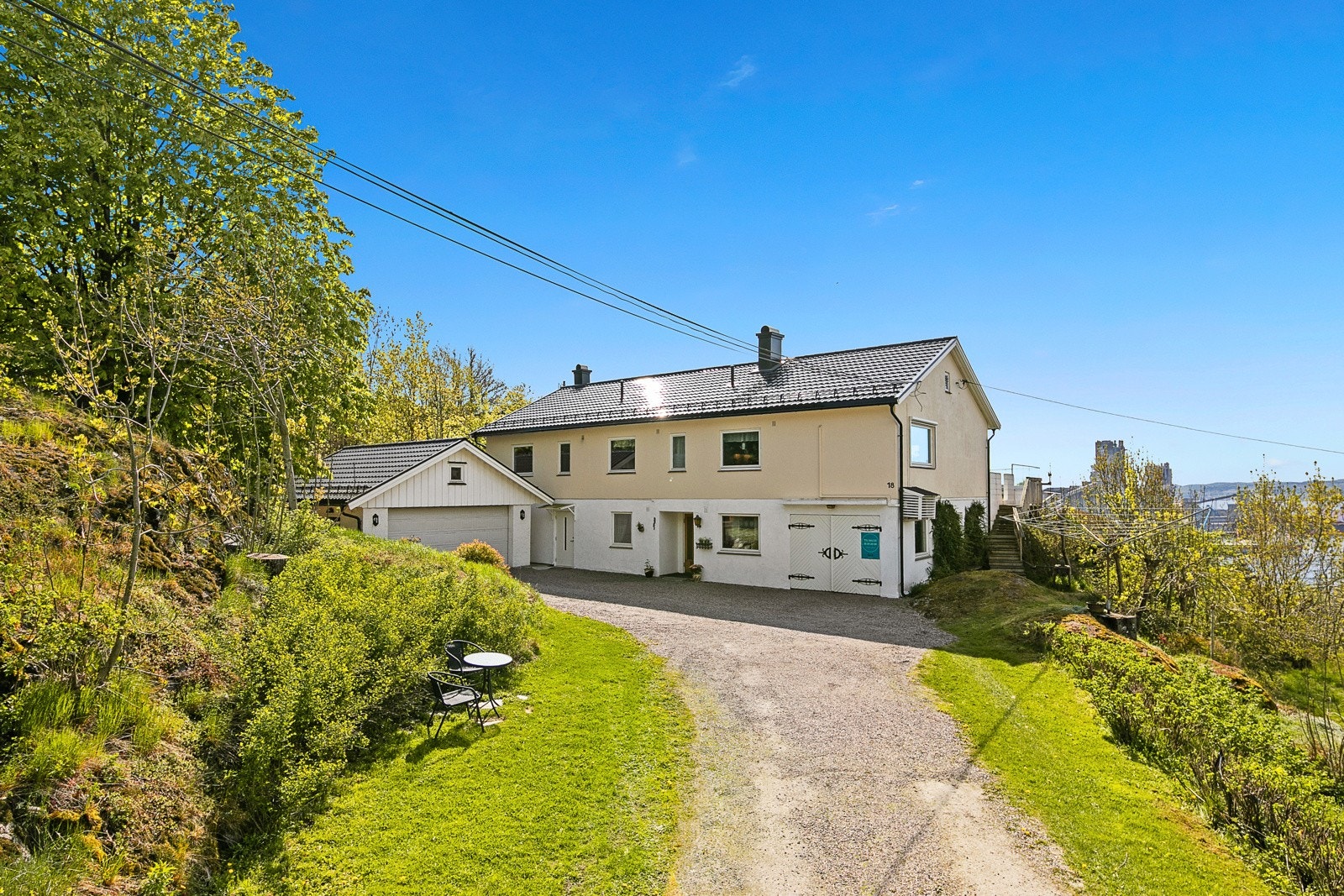 Velkommen til Fjellhøyvegen 18. Stor familebolig med flott beliggenhet øverst i Knardalstrand. Galleribilde