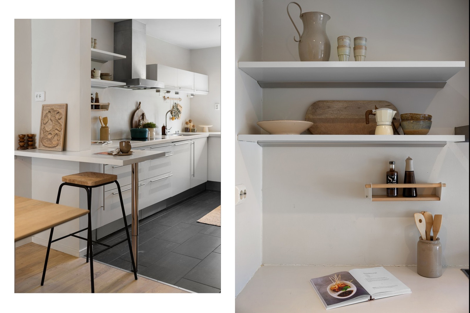 Hyggelig frokostplass/arbeidsplass ved kjøkkenbenken ut mot spisestua er det også. Galleribilde