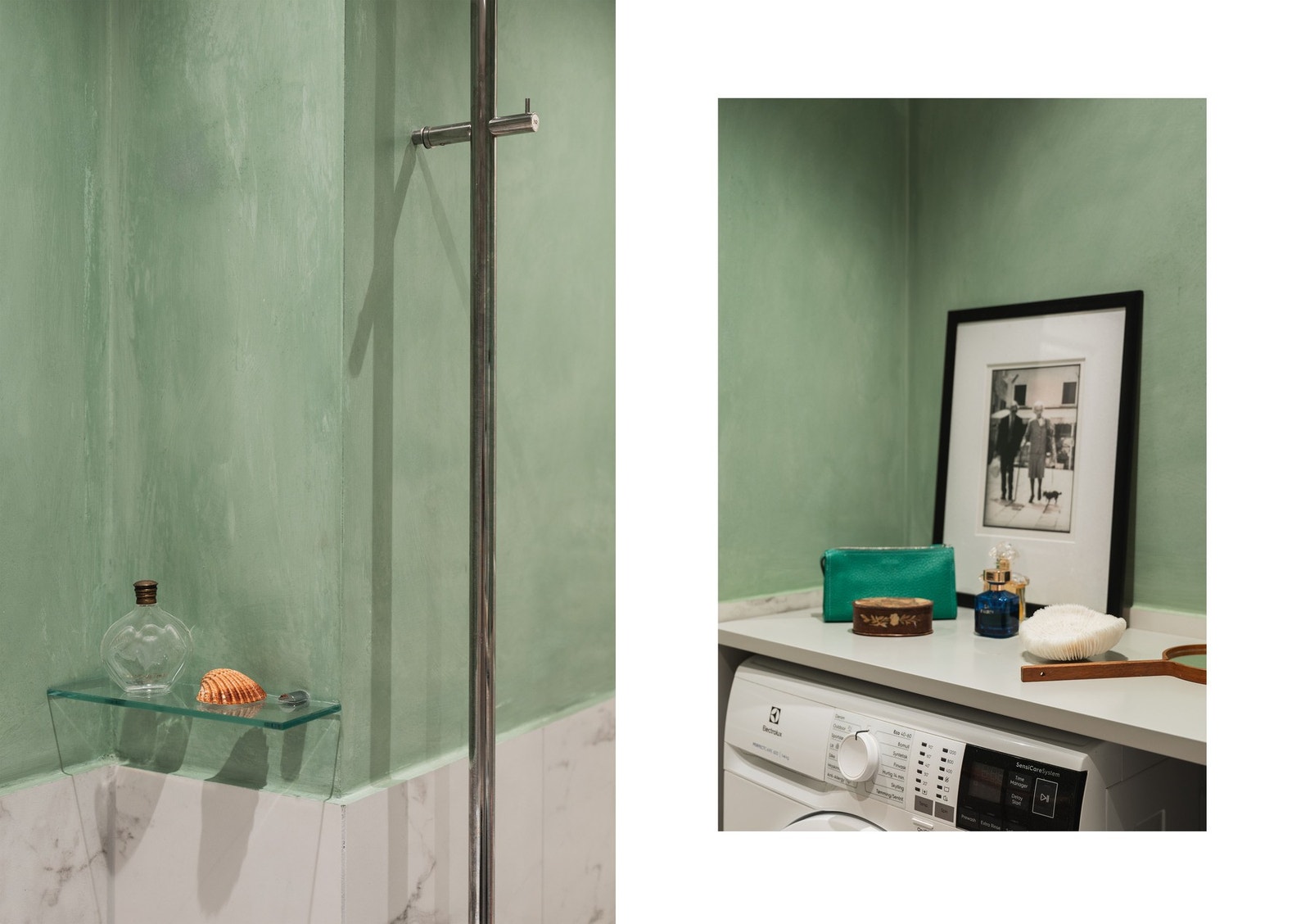 Badet er tidløst med sofistikerte materialvalg og en kontinental følelse. Romslig med avsatt plass og opplegg for vaskemaskin på badet. Galleribilde