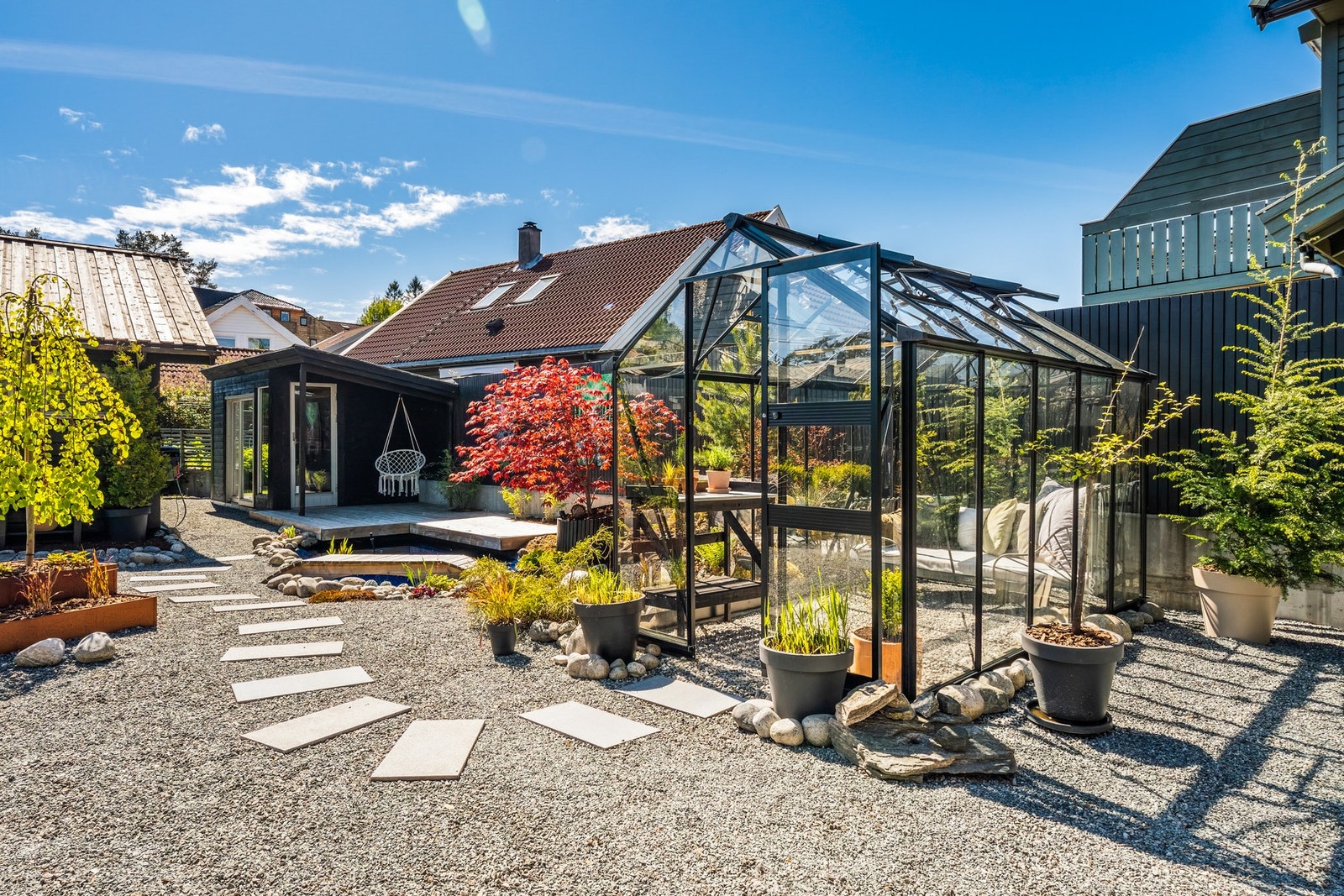 Uteområdet er eg egen oase med flere soner. Galleribilde