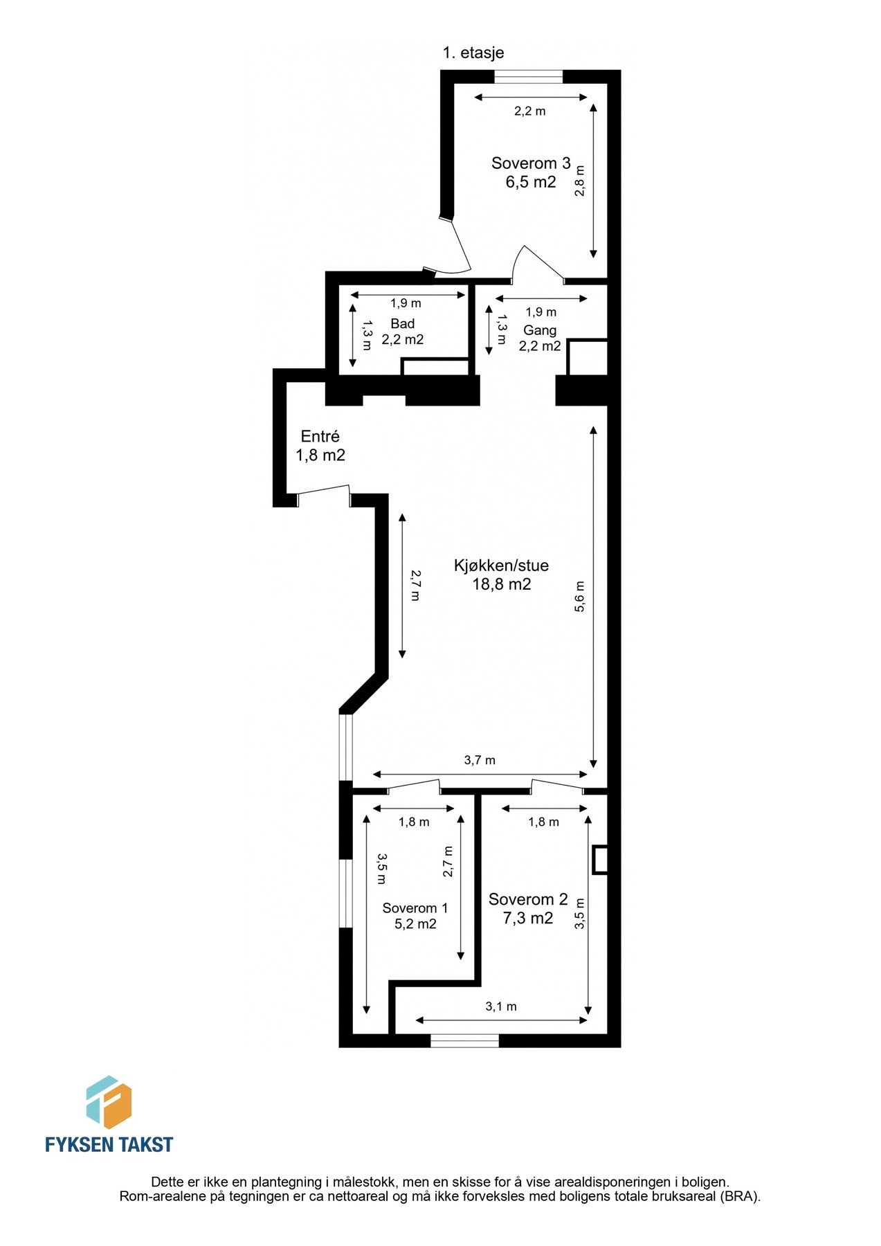 Målsatt planskisse. Galleribilde