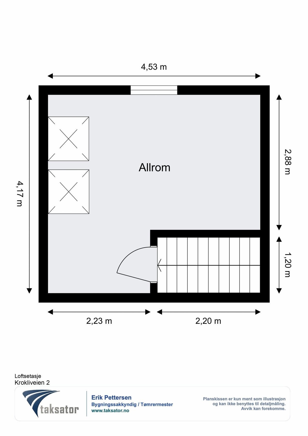 Plantegning loftsetasje. Galleribilde