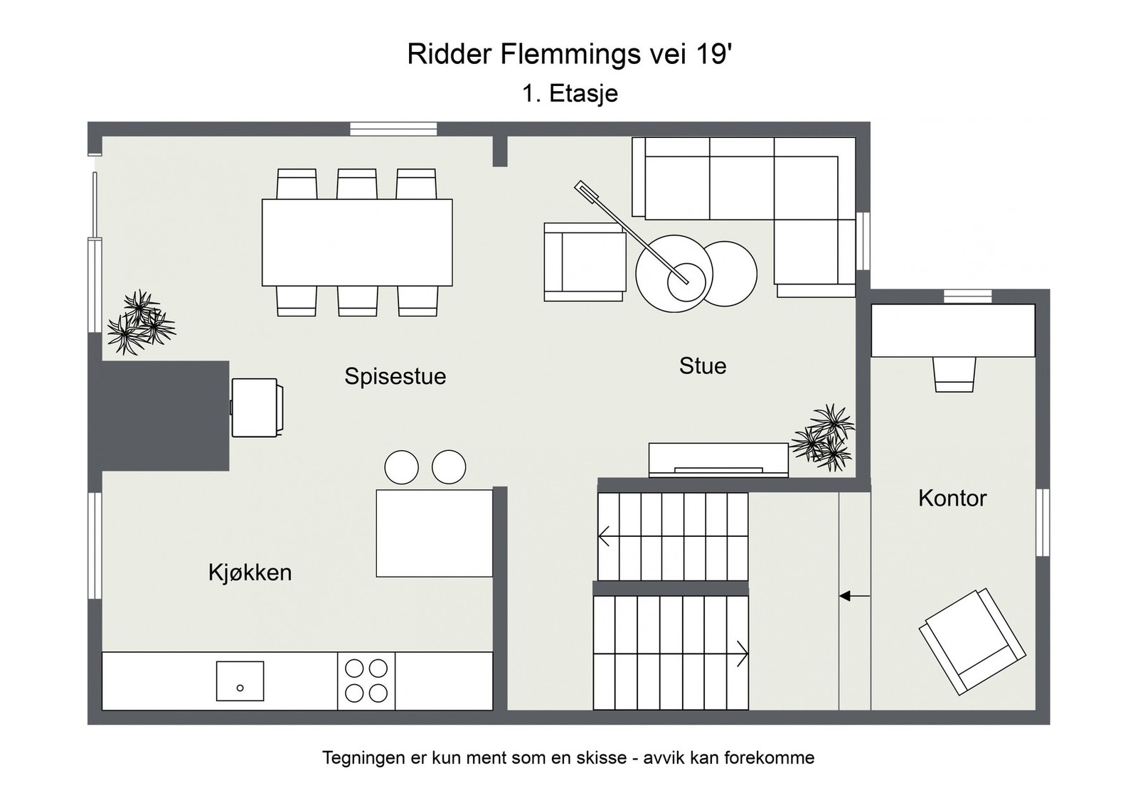 Omtrentlig planskisse Galleribilde