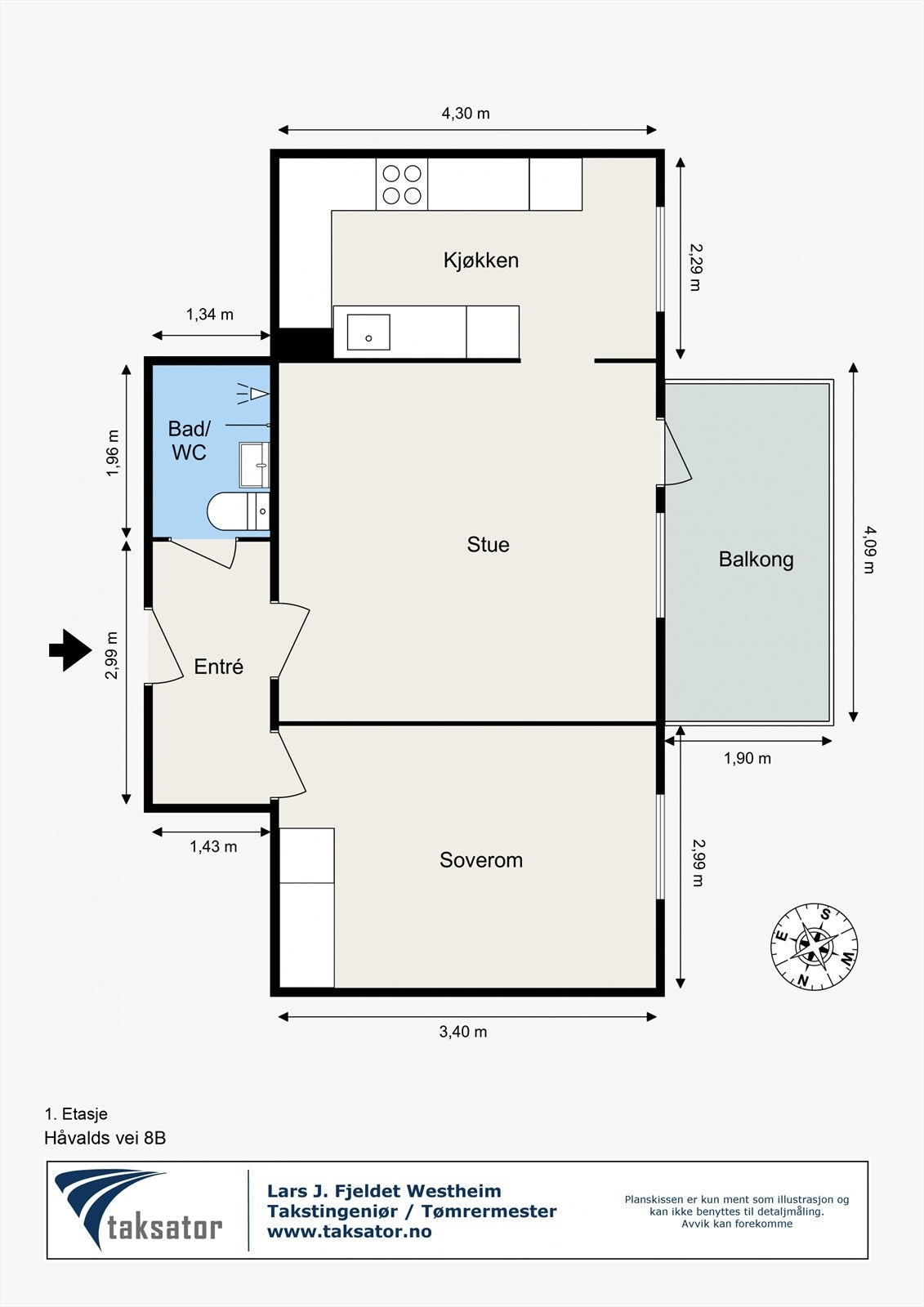 Håvalds vei 8B 1. Etasje Plantegning Galleribilde