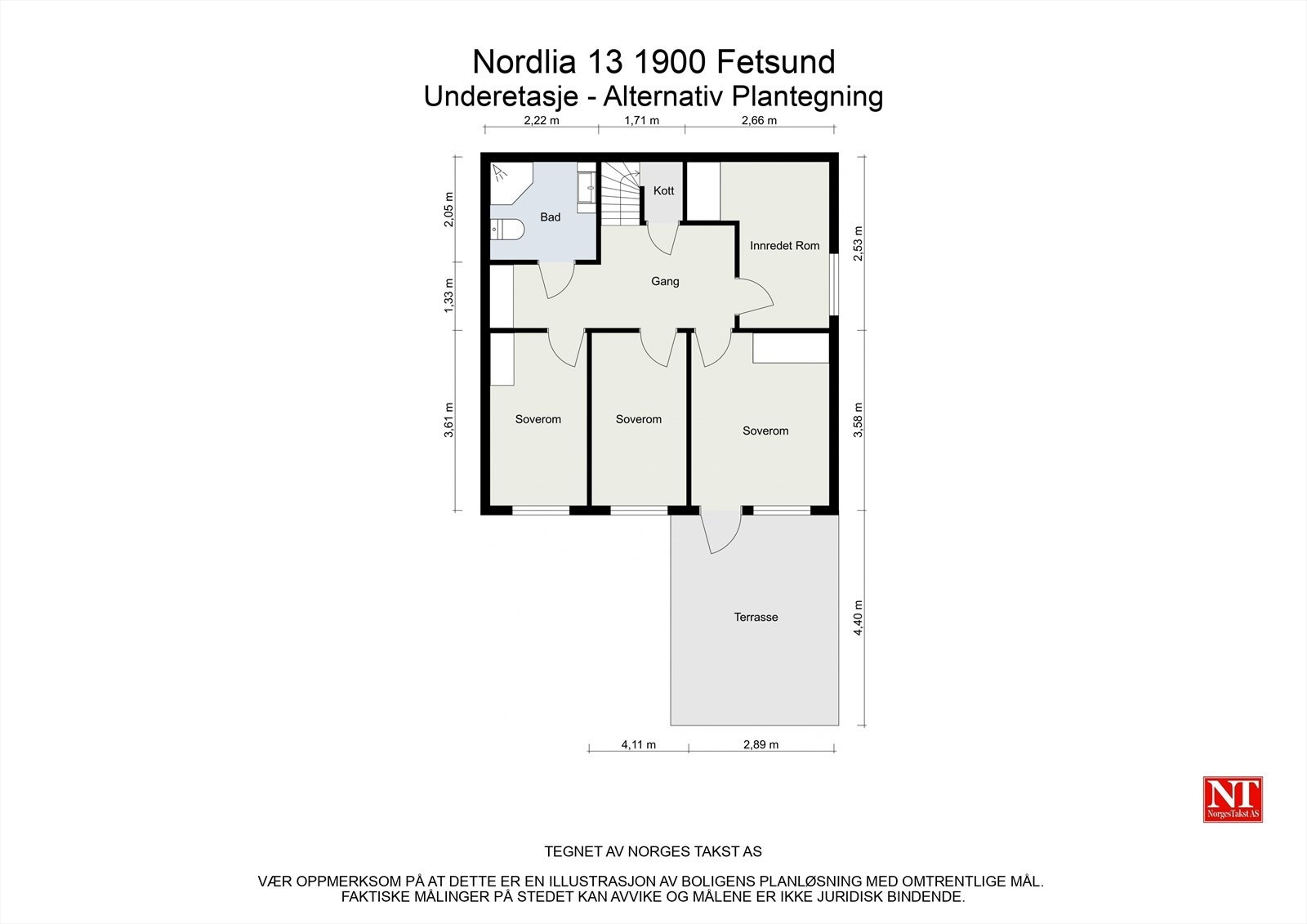Alternativ plantegning underetasje. Galleribilde