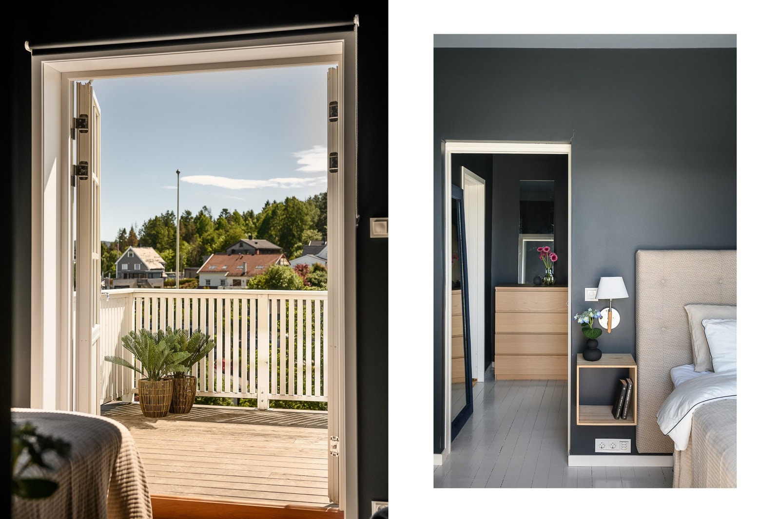 Balkongen på 19 m² er belagt med beiset Accoya terrassebord. Galleribilde