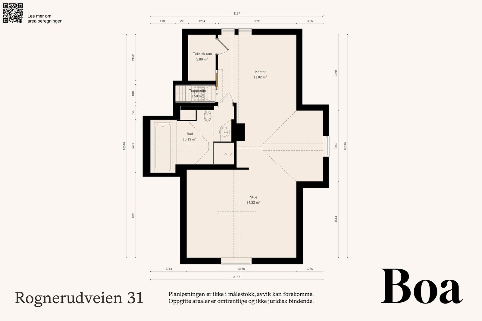 Loftsetasjen er innredet med to stuer og et stort bad, etablert i 2019. Galleribilde