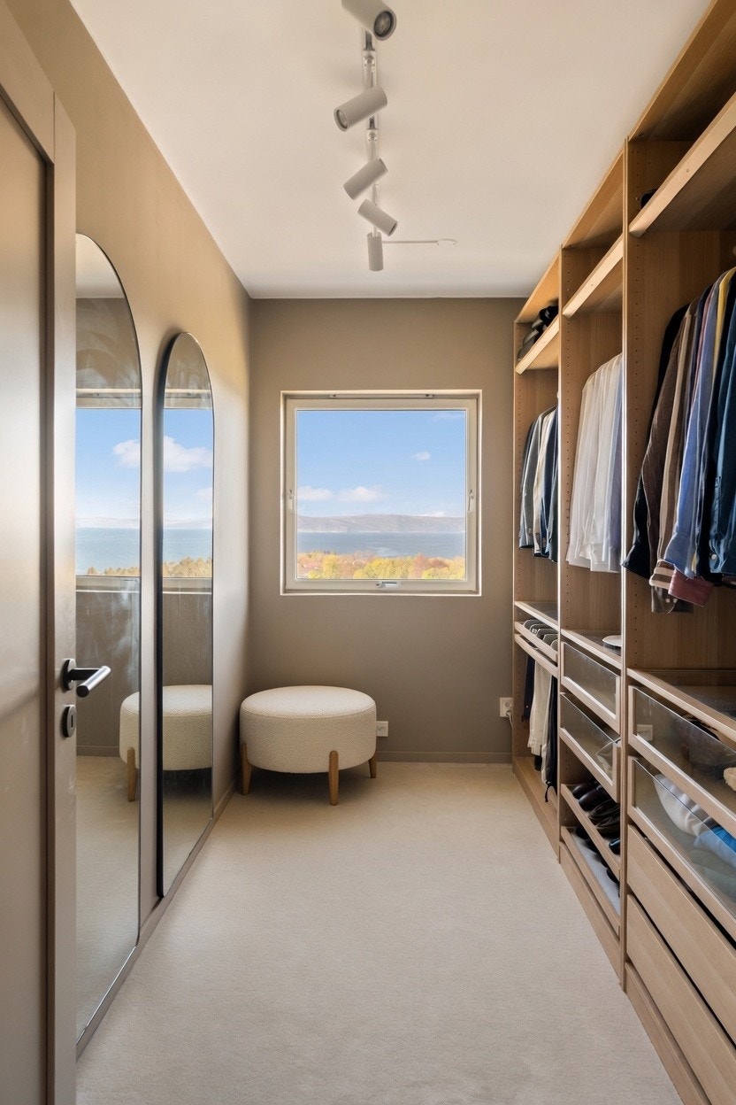 Det ene soverommet benyttes p.t som walk-in garderobe. Alle 3 soverom ligger vendt med utsikt mot Trondheimsfjorden og Fosen. Galleribilde