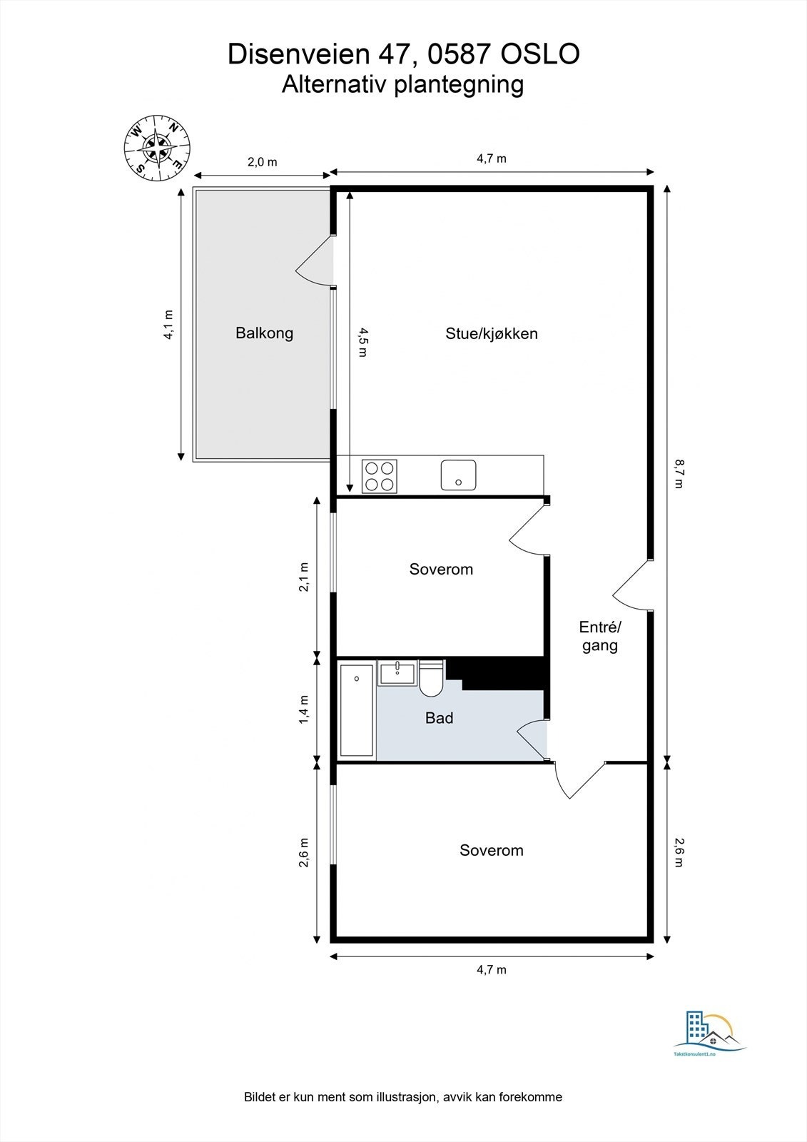 Alternativ plantegning, se salgsoppgave for mer informasjon. Galleribilde