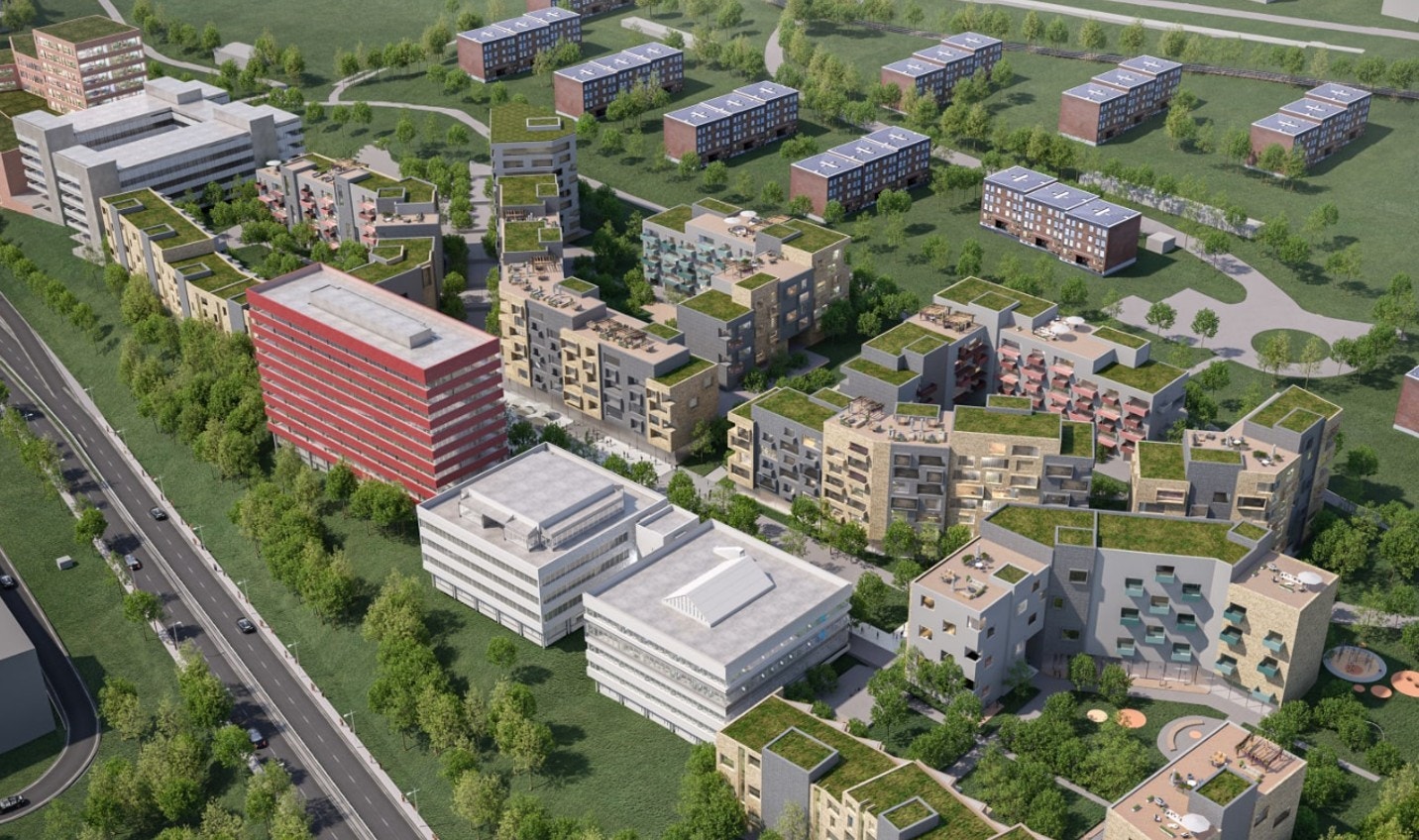 Østre blir nærmeste nabo til Linderudløkka med 950 leiligheter og hyggelig torg. Galleribilde
