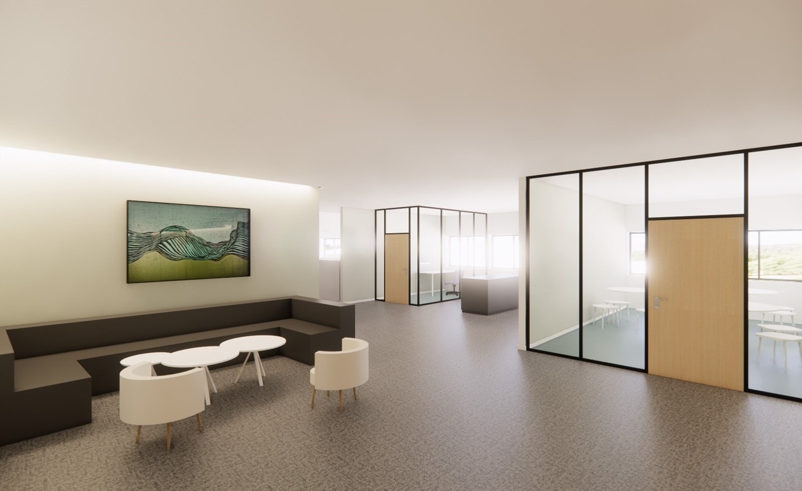 Forslag til sosial sone ved ny innredning Galleribilde