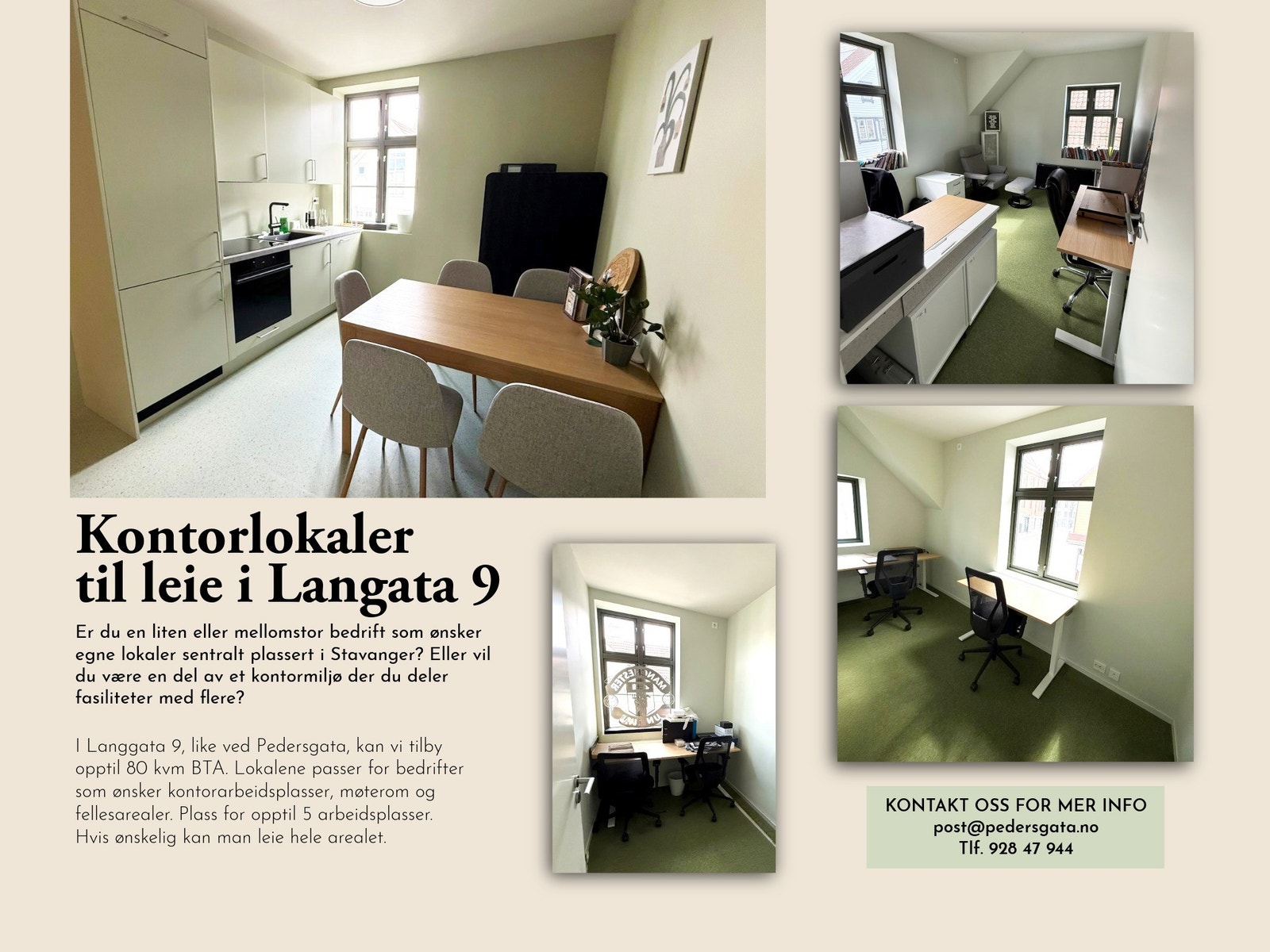 LANGGATA 9
Ca. BTA 60 kvm – et lyst og praktisk lokale for mindre virksomheter, konsulenter eller kreative næringer. Rom for opptil 4 arbeidsplasser. Galleribilde
