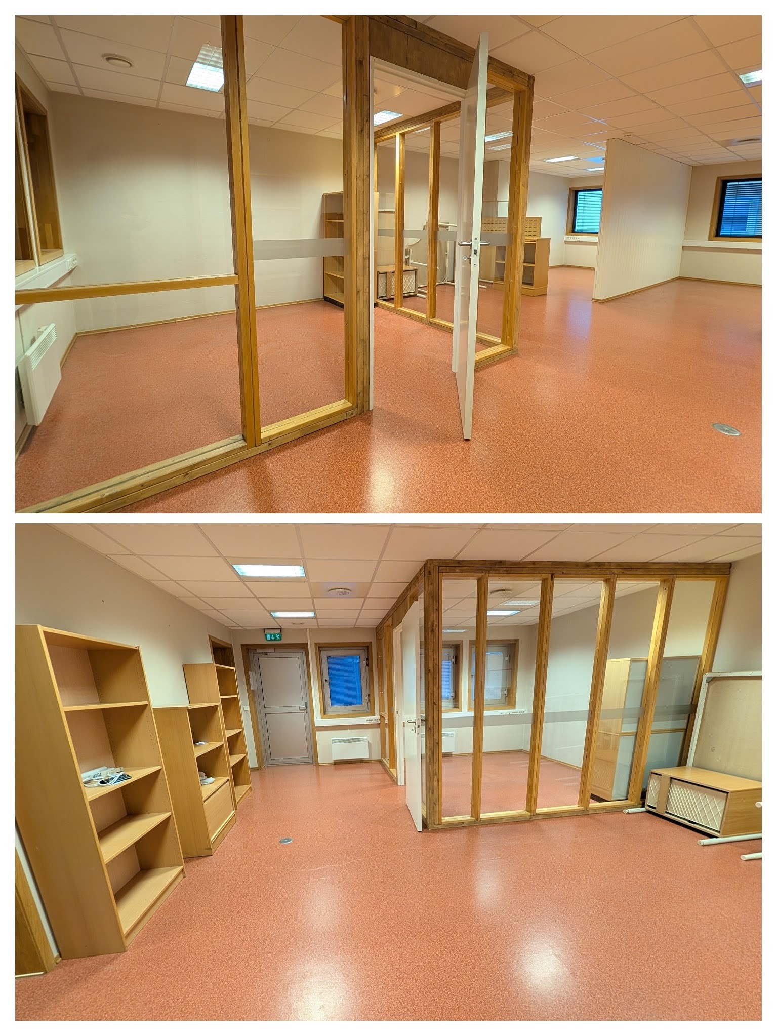Lokale 212 på 75 m2, hovedlokale 65 m2 inndelt med lettvegger for tre-fire arbeidsplasser, kjøkken 3 m2 og lager/arkiv 7 m2, Lokalene er under oppussing og nye bilder kommer. Galleribilde
