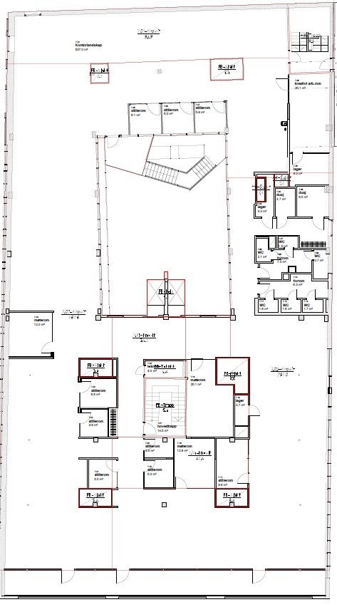 Plantegning 7. etg BTA 1327 m².