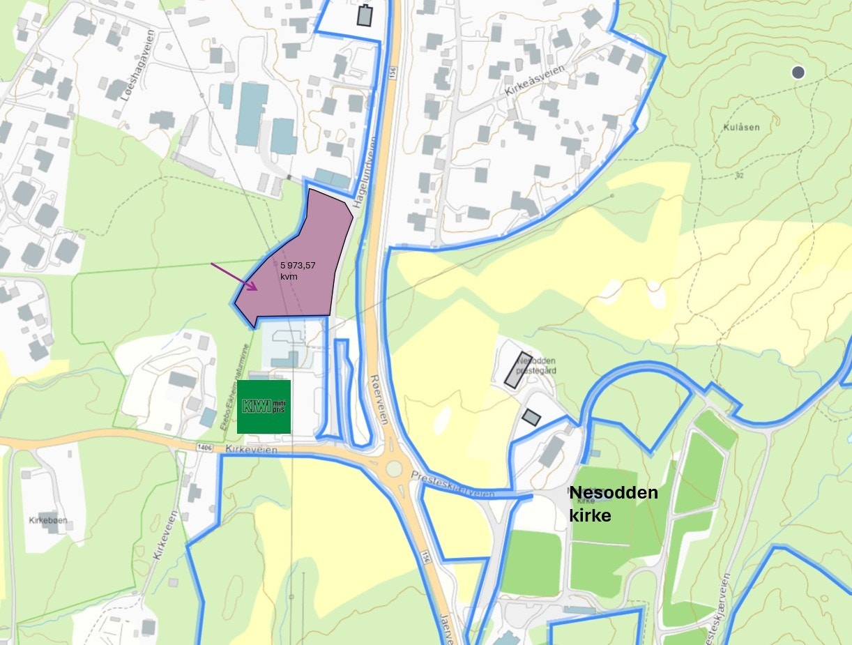 Kort vei til annen næring som dagligvare, kommunens etablering på tidligere "Energiverket" og Nesoddparken med en rekke lokale bedrifter. Galleribilde
