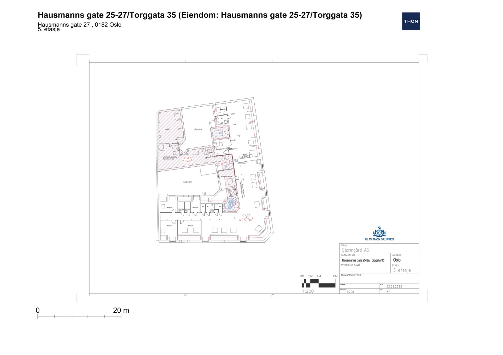 Plantegning for 5. etasje i Torggata 35. Galleribilde