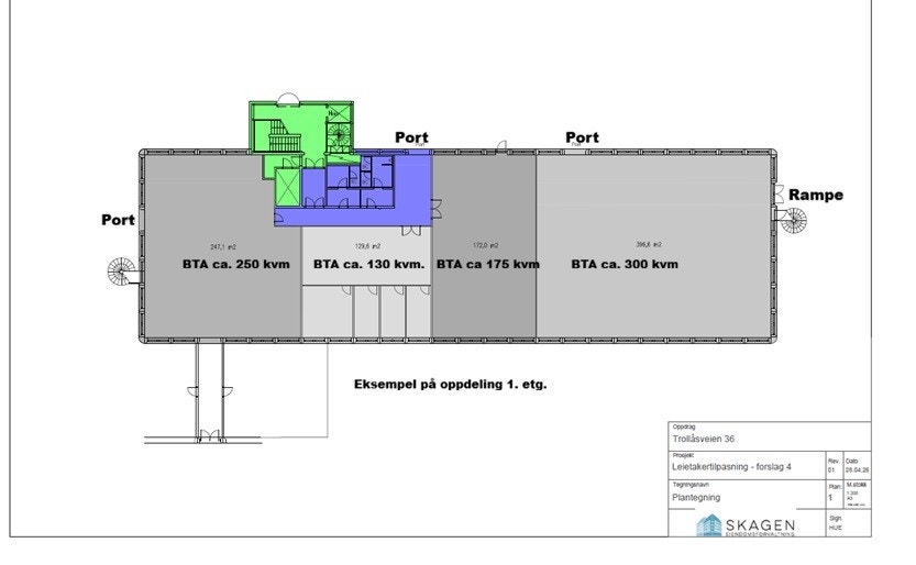 Planskisse kombinasjonslokaler 1 etg. Forslag til løsning. Galleribilde