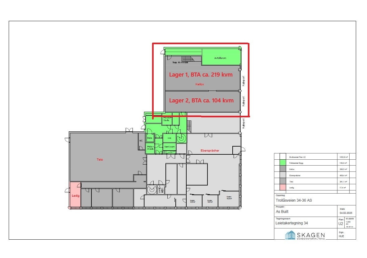 Plan U2, Lager 1 og 2 Galleribilde