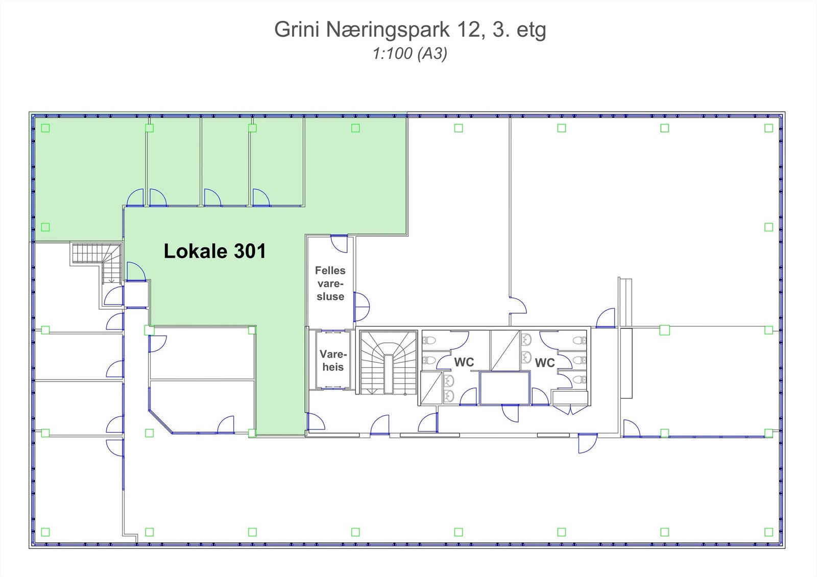 Plantegning lokale i 3. etg. Galleribilde