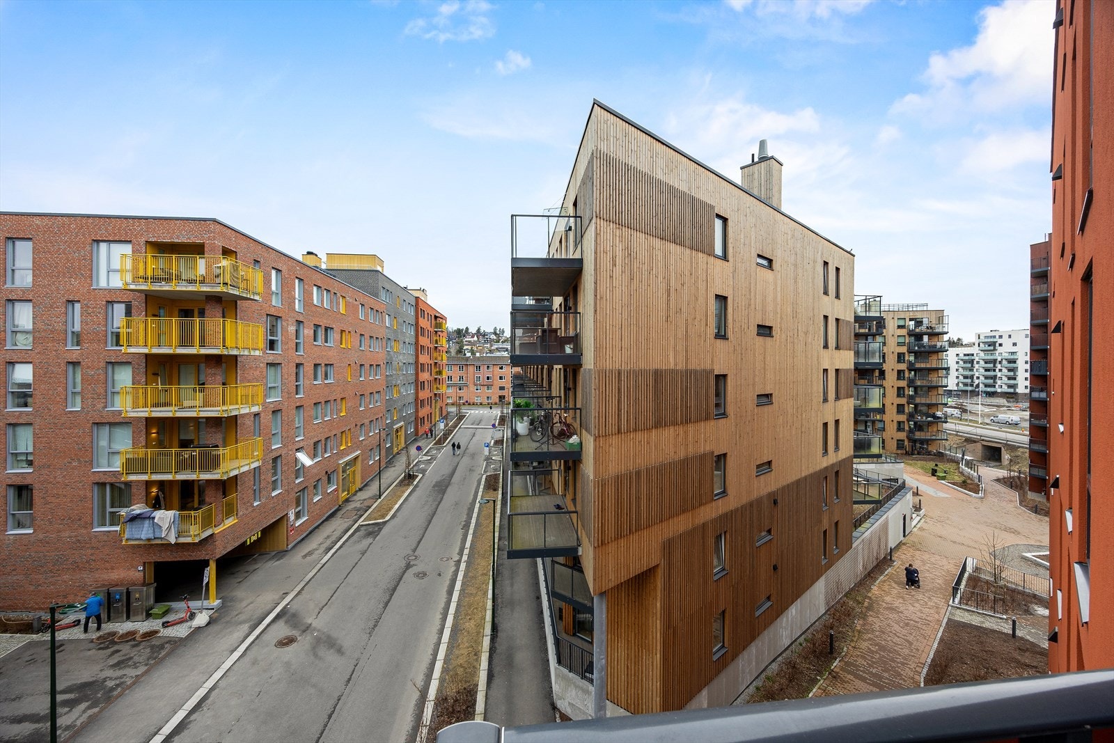 Utsikt over det nye og moderne boligområdet Lørenskog Hageby. Galleribilde