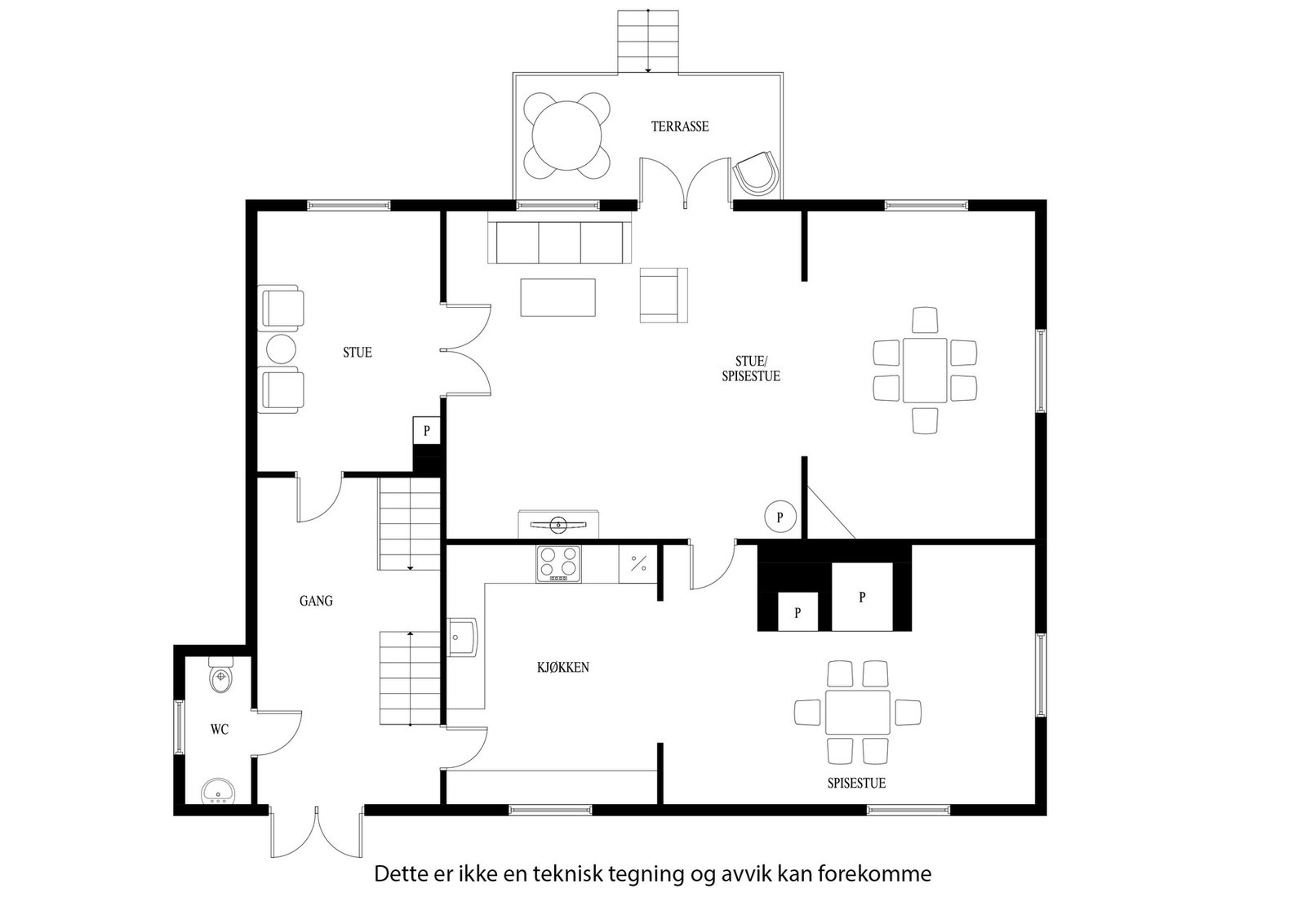 Plantegning 1. etasje Galleribilde