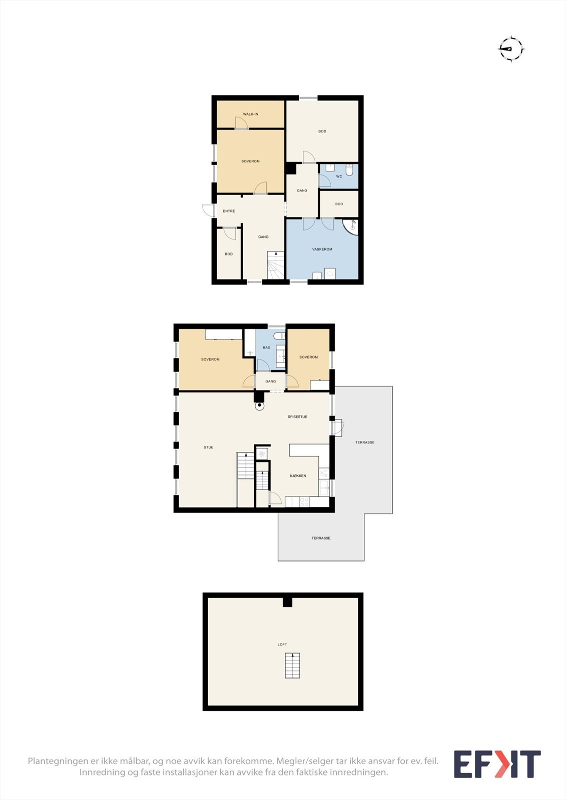 Boligen har en gjennomtenkt planløsning fordelt over tre plan, med et samlet bruksareal på 184 m². Galleribilde