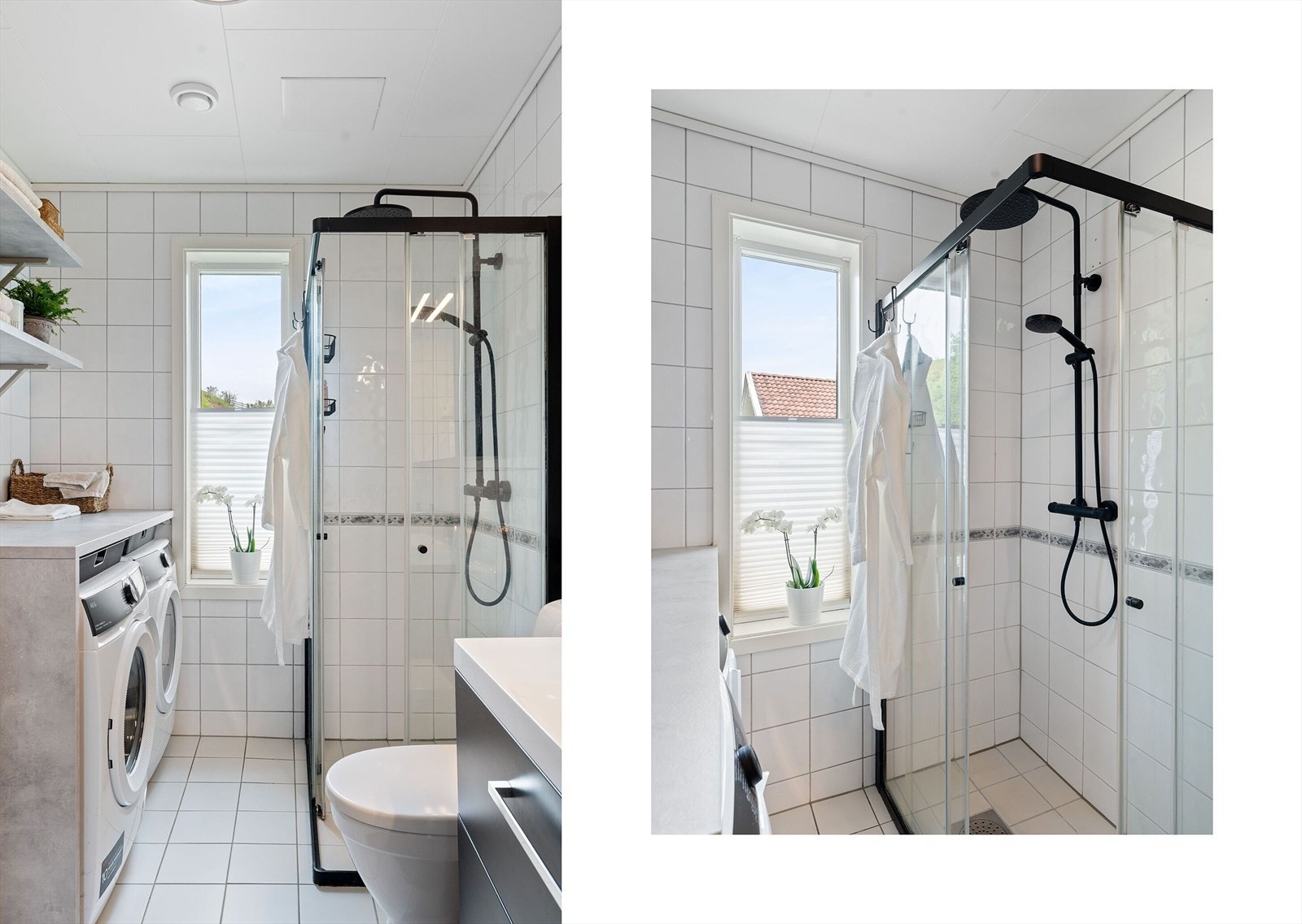 Siden selgerne overtok i 2018 er det gjort flere oppgraderinger på badet. Det er blant annet montert en praktisk benk over vaskemaskin og tørketrommel, som gir ekstra avlastnings- og oppbevaringsplass. Videre er både servant og toalett byttet ut. Galleribilde