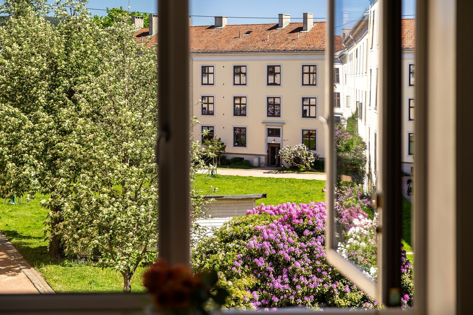 Det er etablert faste grillplasser i bakgården Galleribilde
