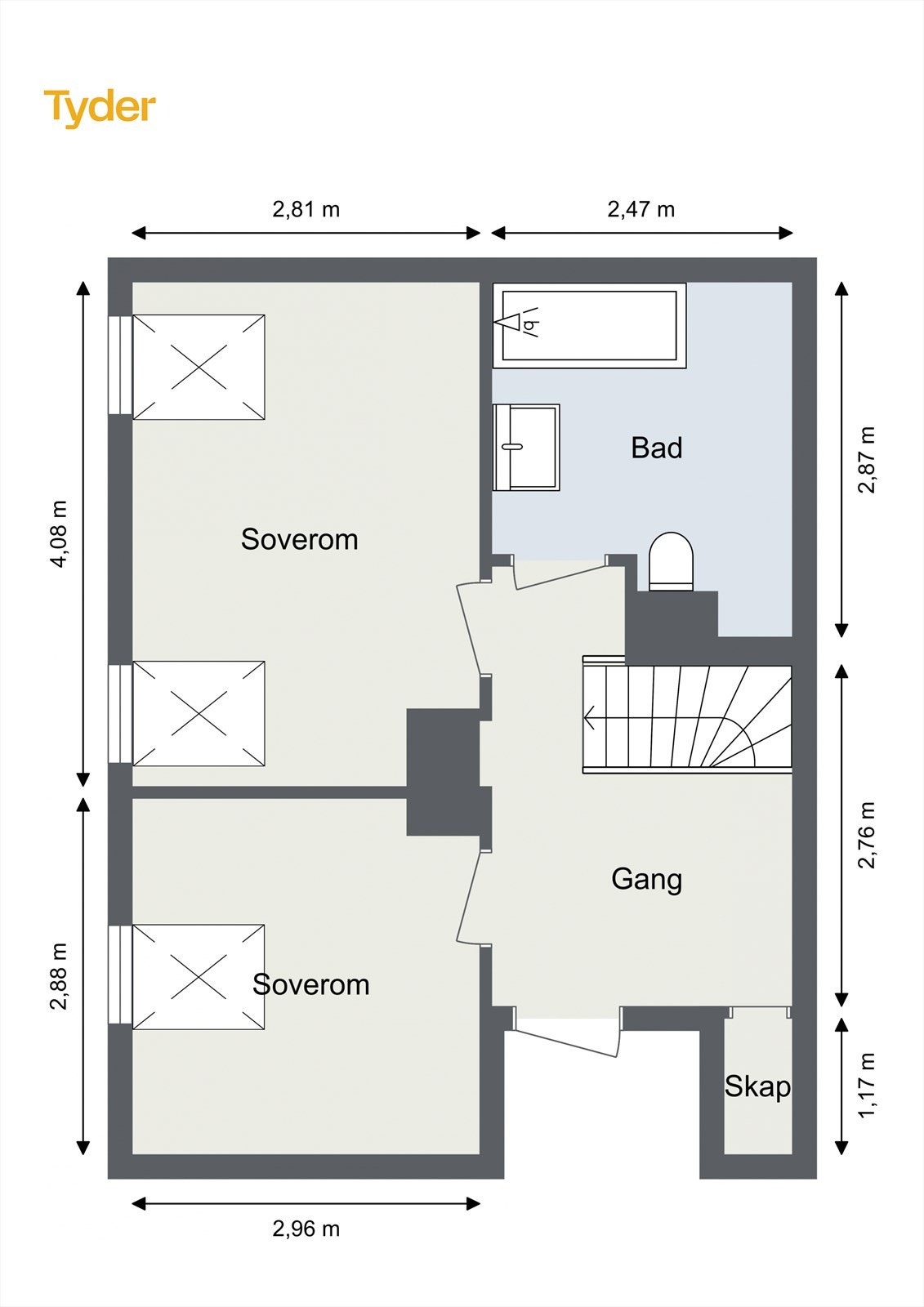 Plantegning loftsetasjen Galleribilde