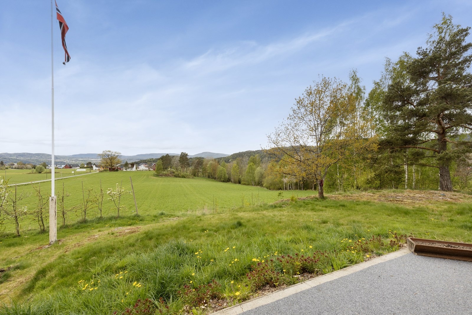 Utsikt over jorder og skog. Galleribilde