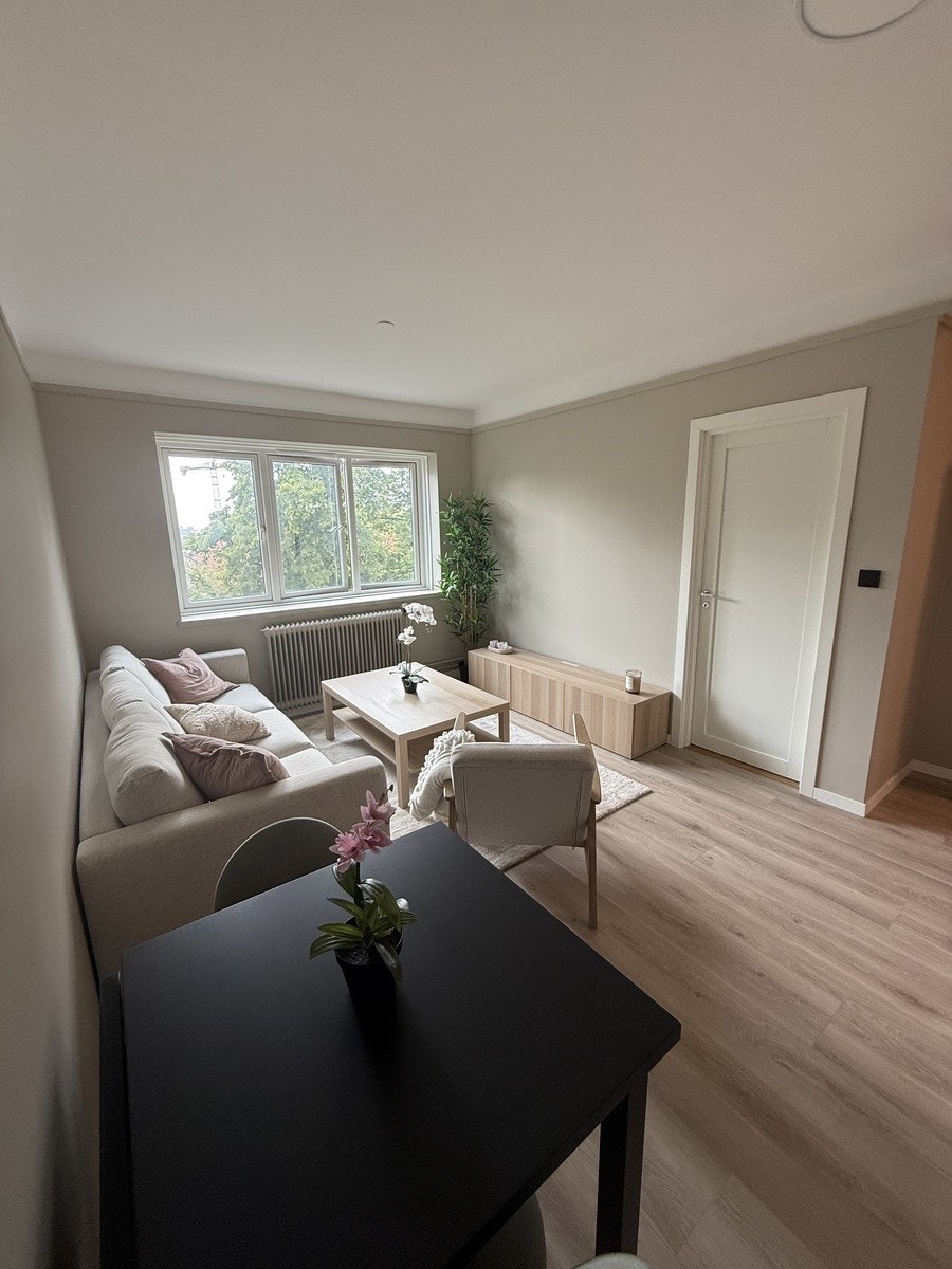 Stue med plass til stor TV Galleribilde