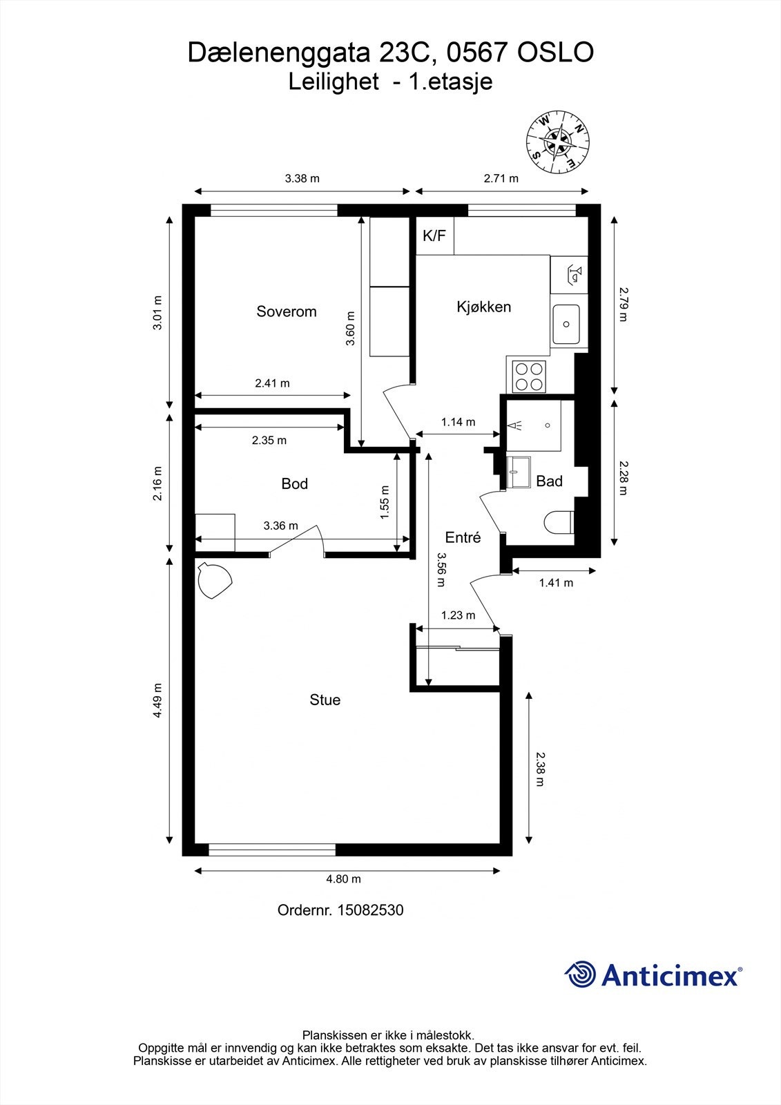 Leiligheten har en god planløsning med soverom vendt mot rolig bakgård og en praktisk innvendig bod. I tillegg disponeres en kjellerbod og en loftsbod. Galleribilde