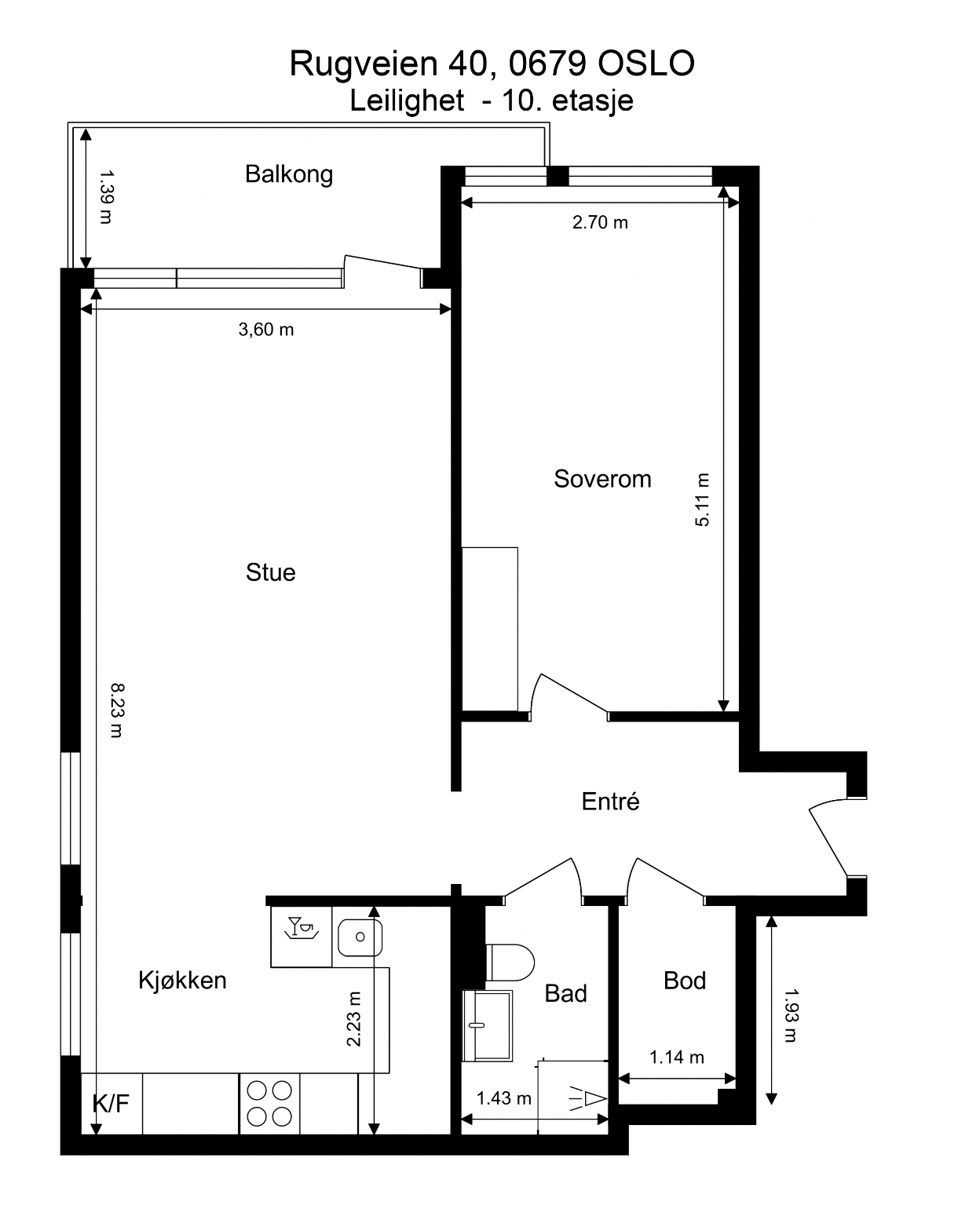 Praktisk planløsning. Boligen ligger i 10. etasje og inneholder: Stue/kjøkken, soverom, bad, bod, balkong og entré. Leiligheten disponerer boder på loft og i kjeller, samt tilgang til felles sykkelbod. Galleribilde