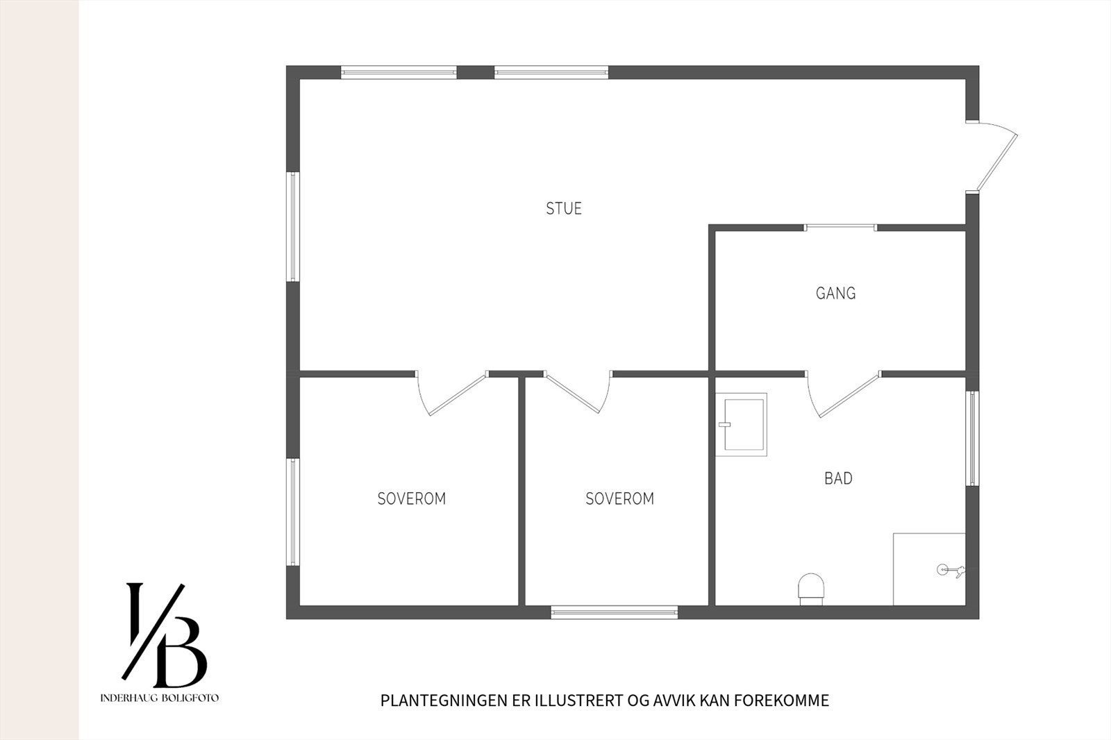 Plantegning anneks. Annekset er bygget i 2017. Godkjent på vilkår - Skal knyttes sammen med hovedhuset og tiltaket skal avsluttes med feridgattest. Selges slik som den står. Galleribilde