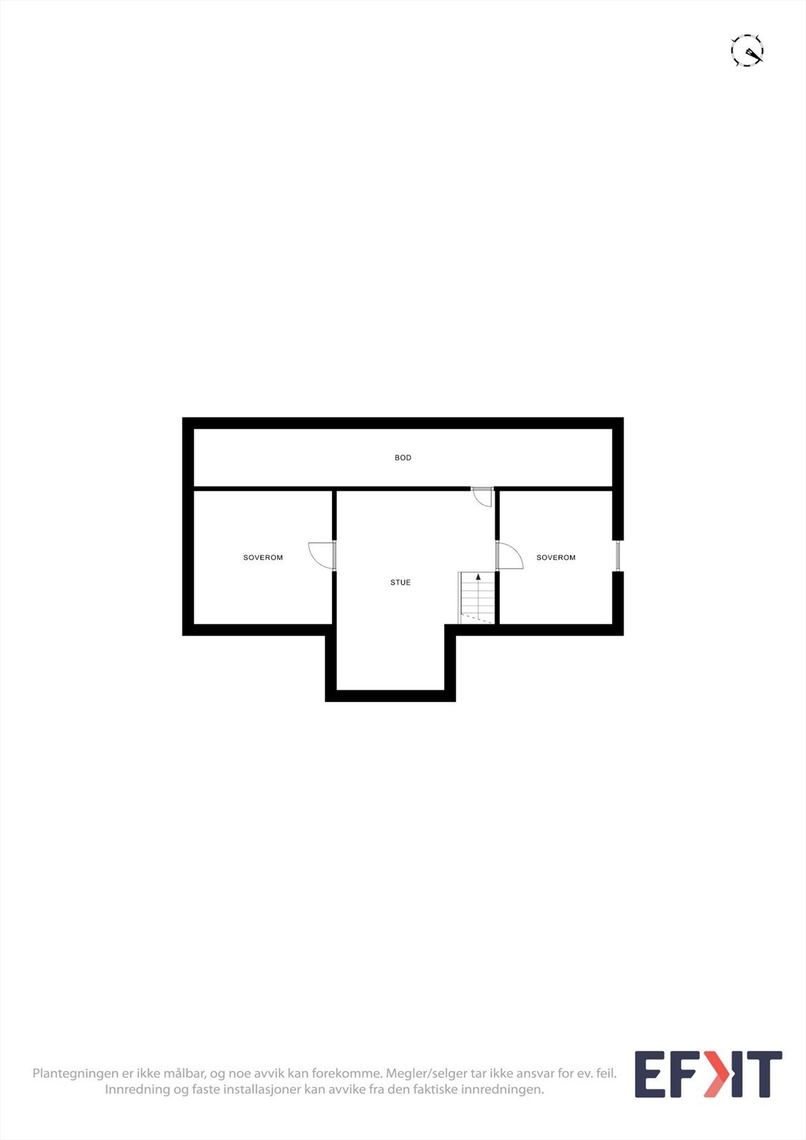 Hemsen har et gulvareal på 41 m² og er innredet med en ekstra stue og to rom. Hemsen har ikke målbart areal og rommene er derfor ikke godkjent for varig opphold. Galleribilde