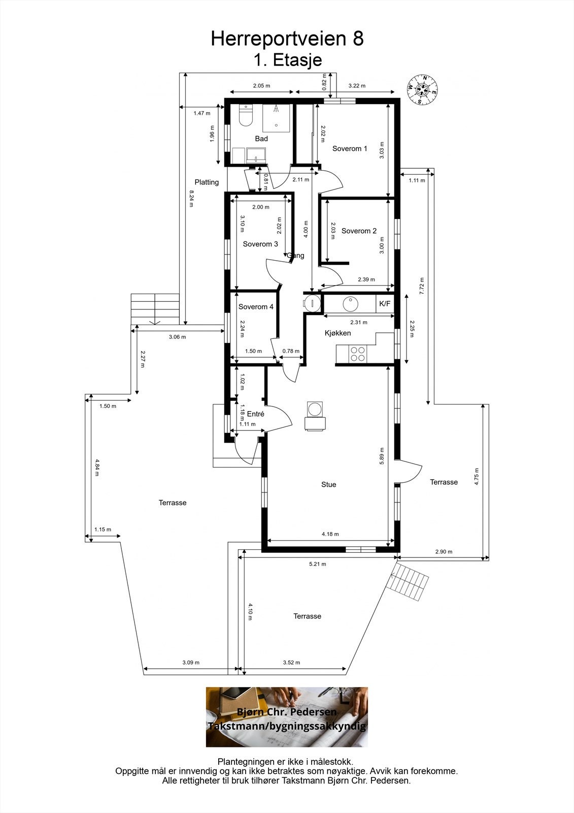 Fritidsboligen har en arealeffektiv planløsning med alle rom på ett plan, inkludert fire soverom. Galleribilde
