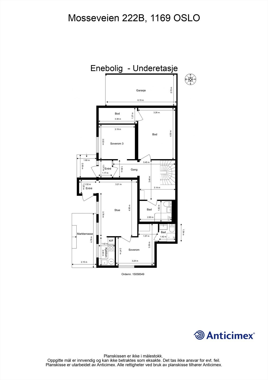 Underetasjen inneholder hovedinngang, soverom, bad og boder, i tillegg til en separat og godkjent utleiedel med egen inngang. Galleribilde
