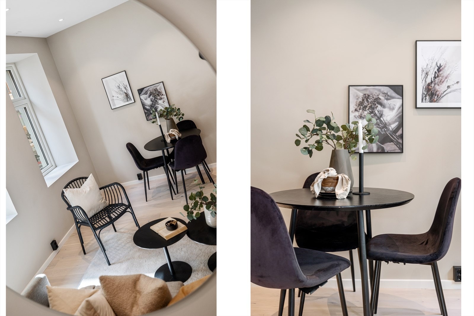 Gjennomgående 1-stavs parkett av høy kvalitet bidrar til et eksklusivt og moderne uttrykk gjennom hele boligen. Galleribilde