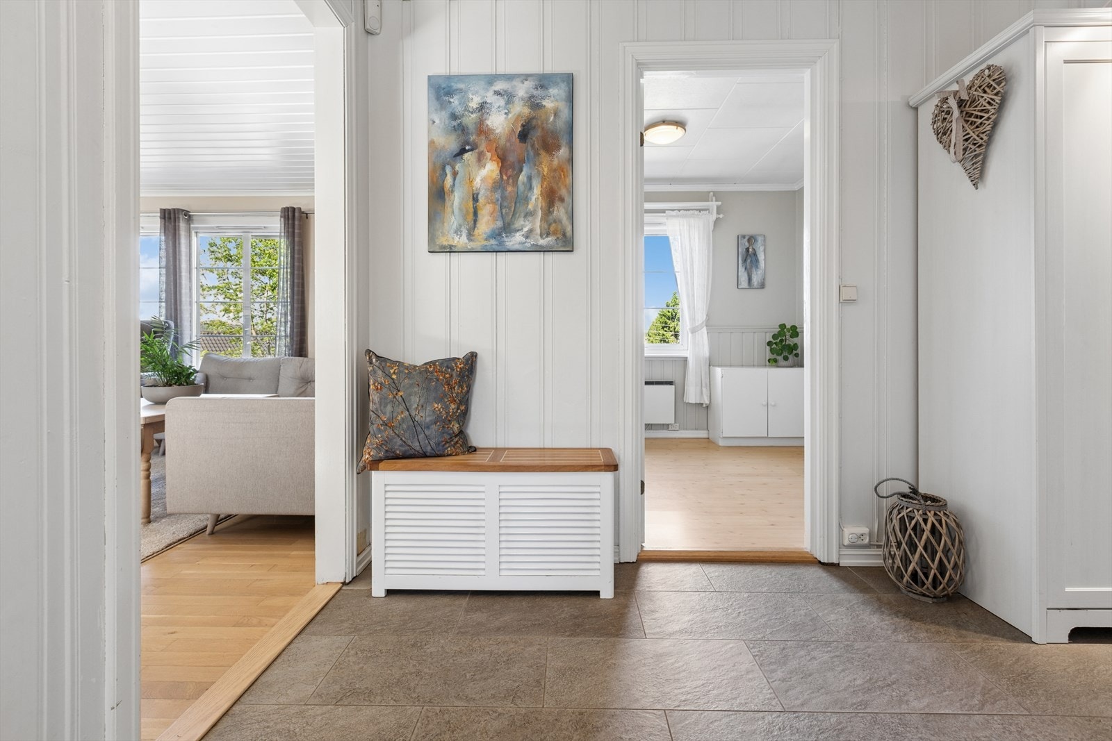 Fra entréen er det direkte tilgang til både soveromsavdelingen og stuen. Galleribilde