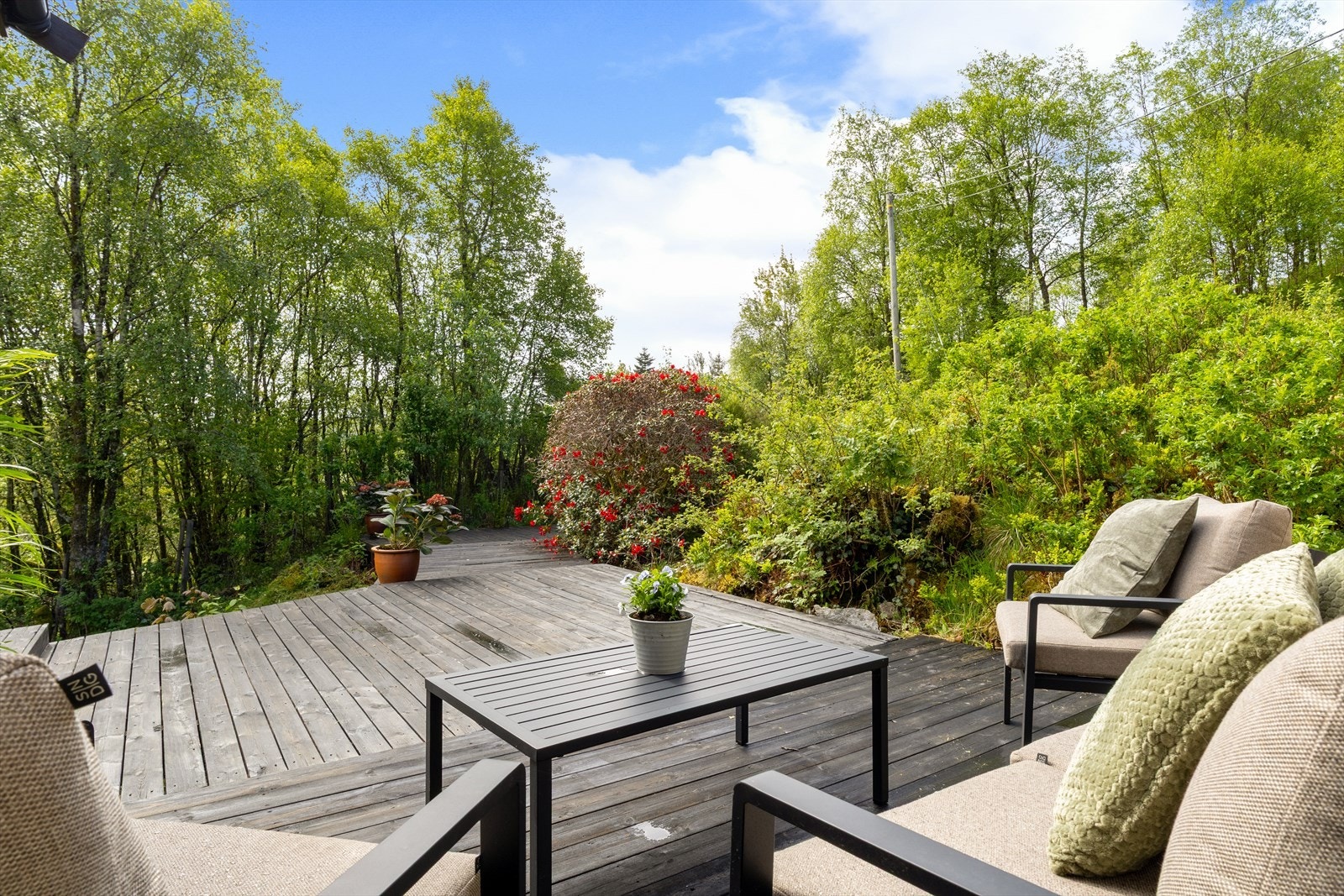 Terrassen har god plass til ønskelige sittegrupper. Galleribilde