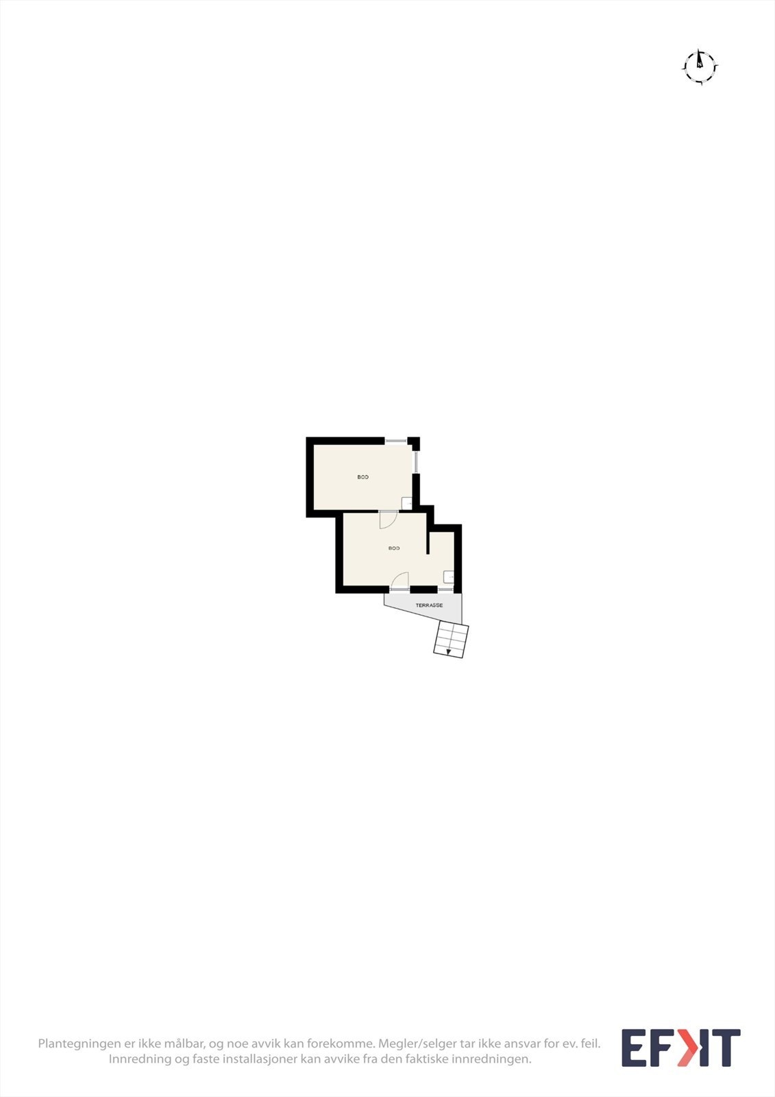 På eiendommen finnes også en frittstående bod på 22 m² med to lagringsrom sant en vedbod. Galleribilde