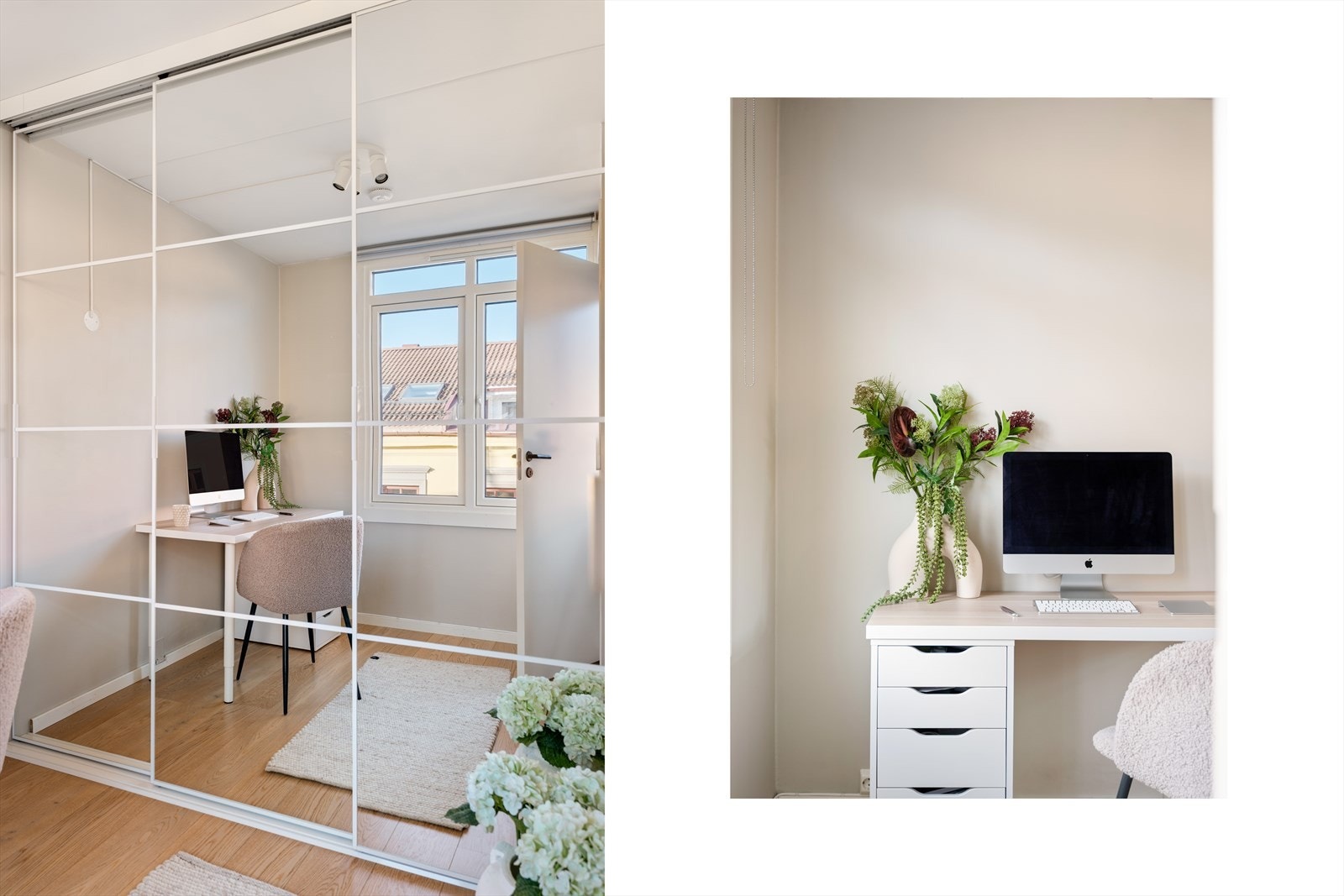 Her er det en stor skyvedørsgarderobe for oppbevaring. Galleribilde