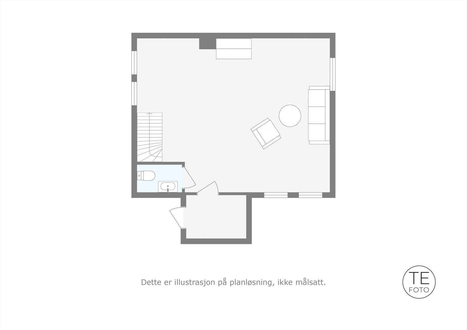Plantegning kjeller med egen inngang Galleribilde