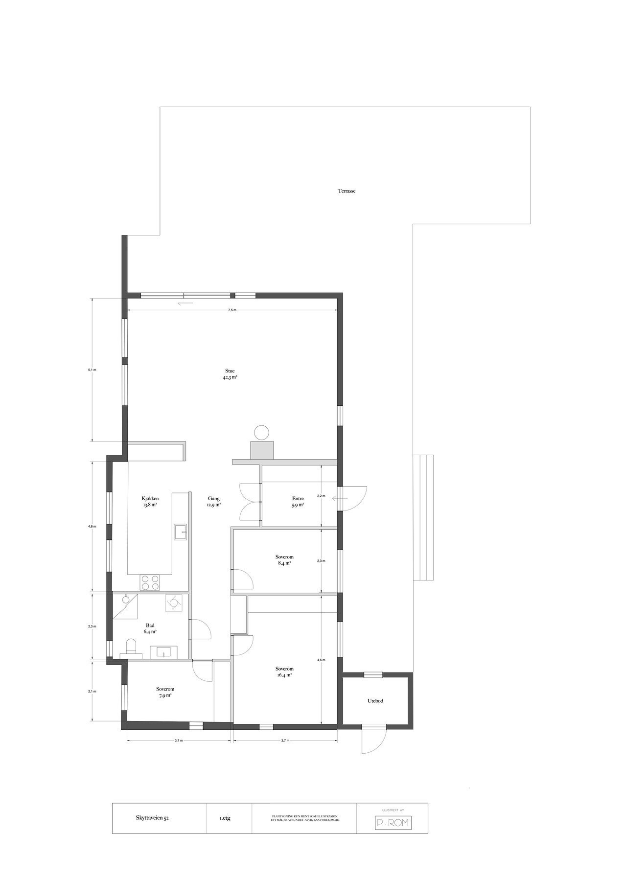 Målsatt plantegning. Galleribilde