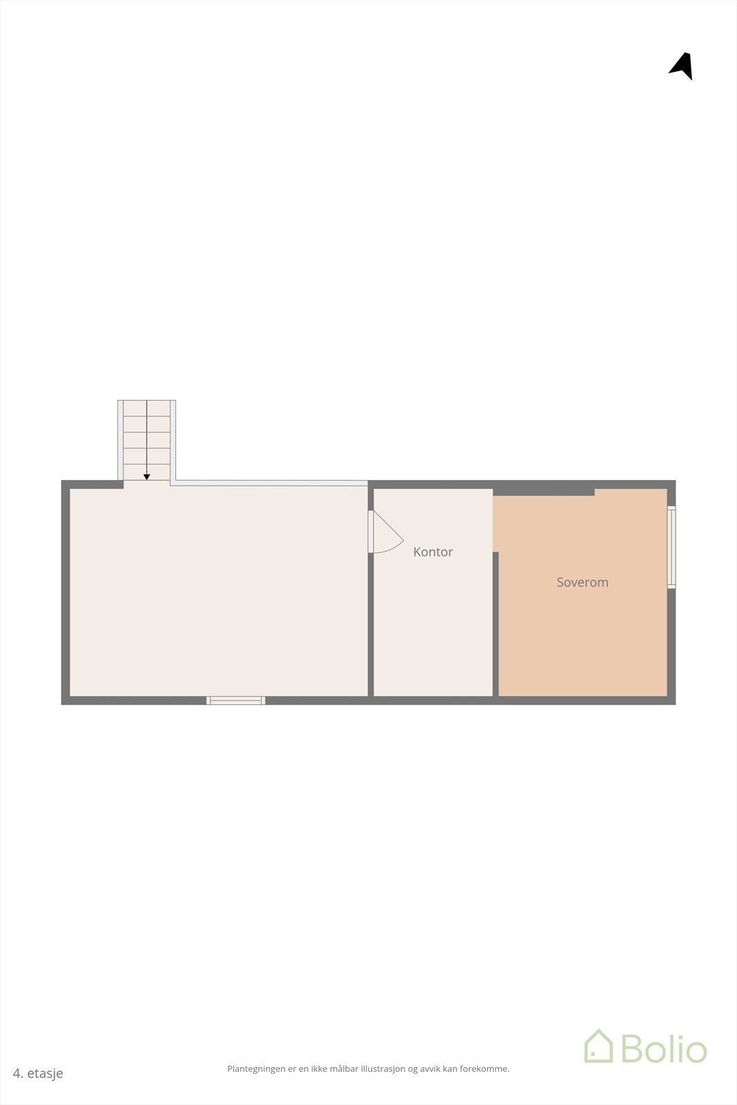 Illustrasjon av loftsetasjen med innredede rom. Galleribilde