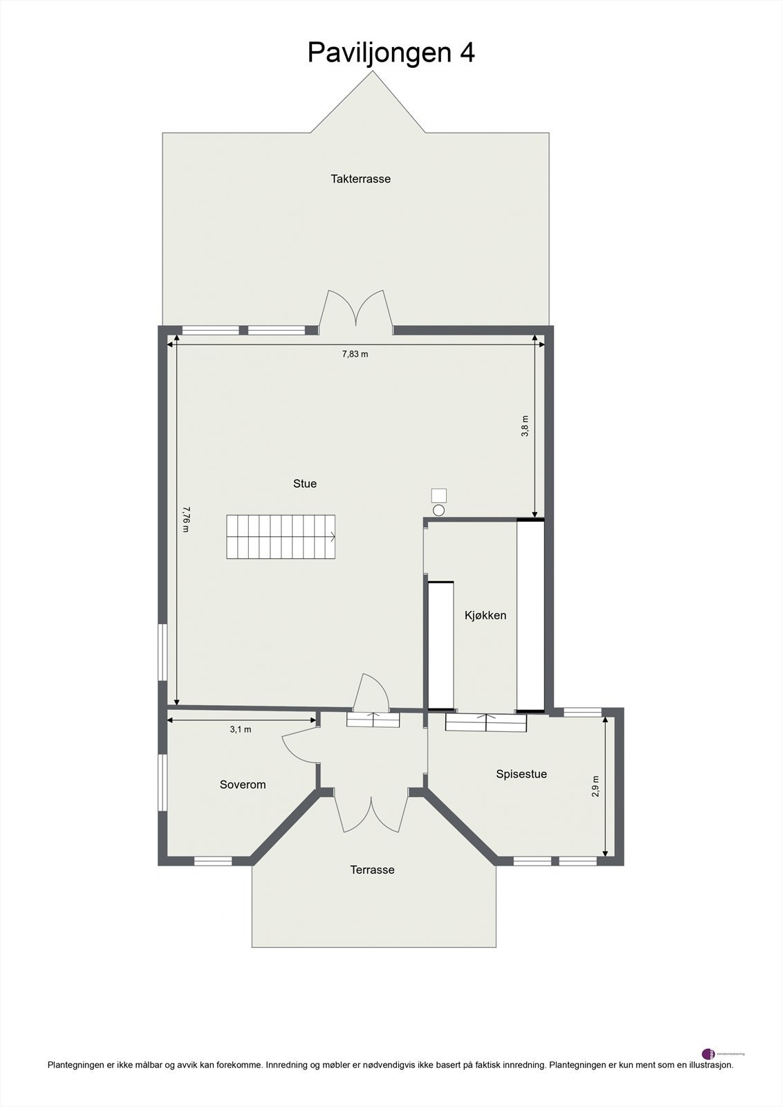 Plantegning 1. etasje (øverste etasje). Galleribilde