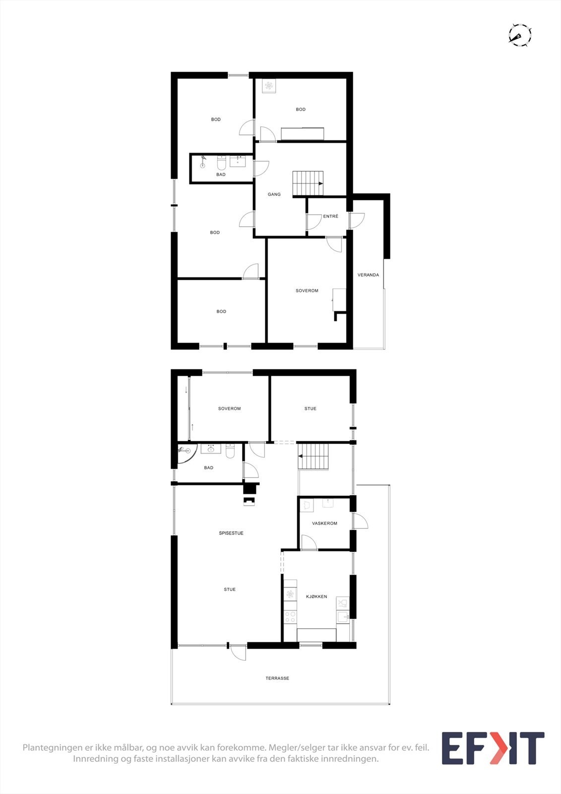 Boligen har et samlet bruksareal på 180 m² og en familievennlig planløsning fordelt over to plan. Galleribilde
