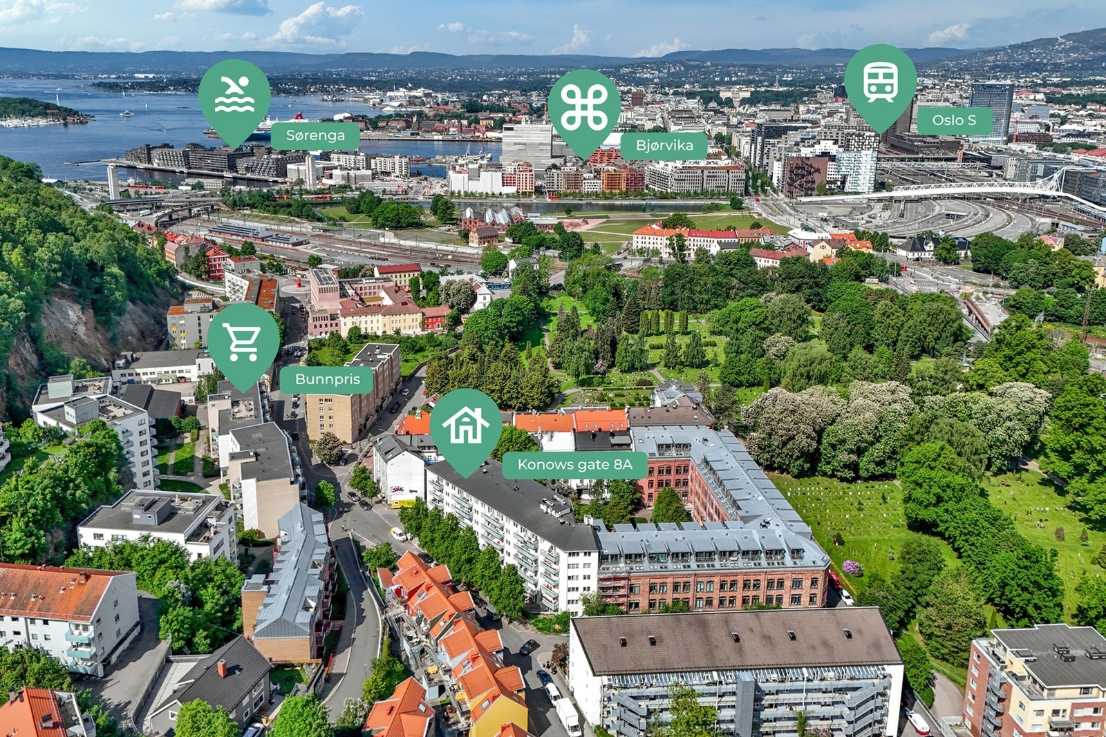 Her bor du rolig og tilbaketrukket, samtidig som at du har kort gangavstand til Barcode, Sørenga, Ekeberg og Bjørvika Galleribilde