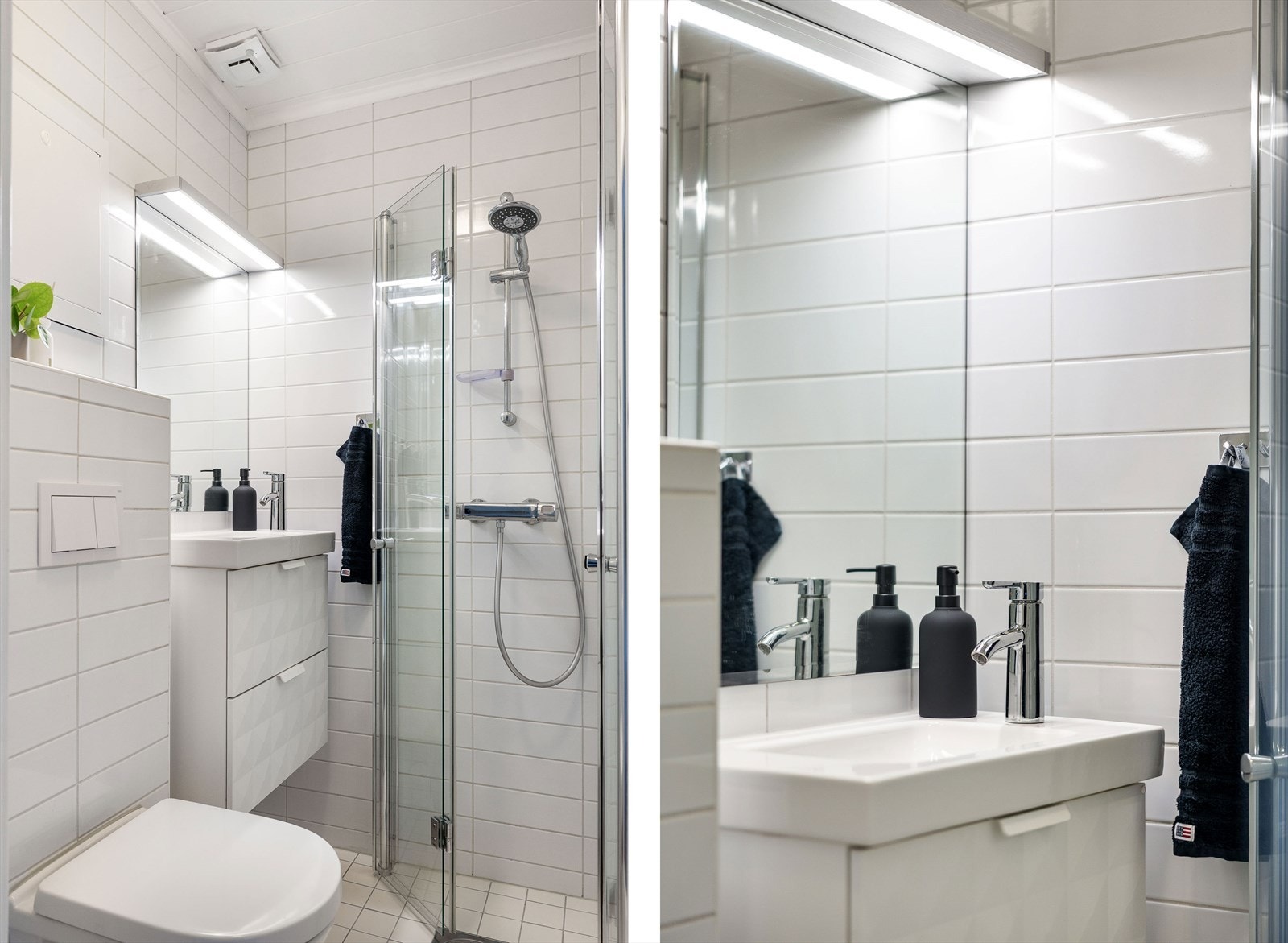 Badet ble modernisert i regi av borettslaget i 2016 og har fliser, elektrisk gulvvarme og vegghengt toalett. Galleribilde
